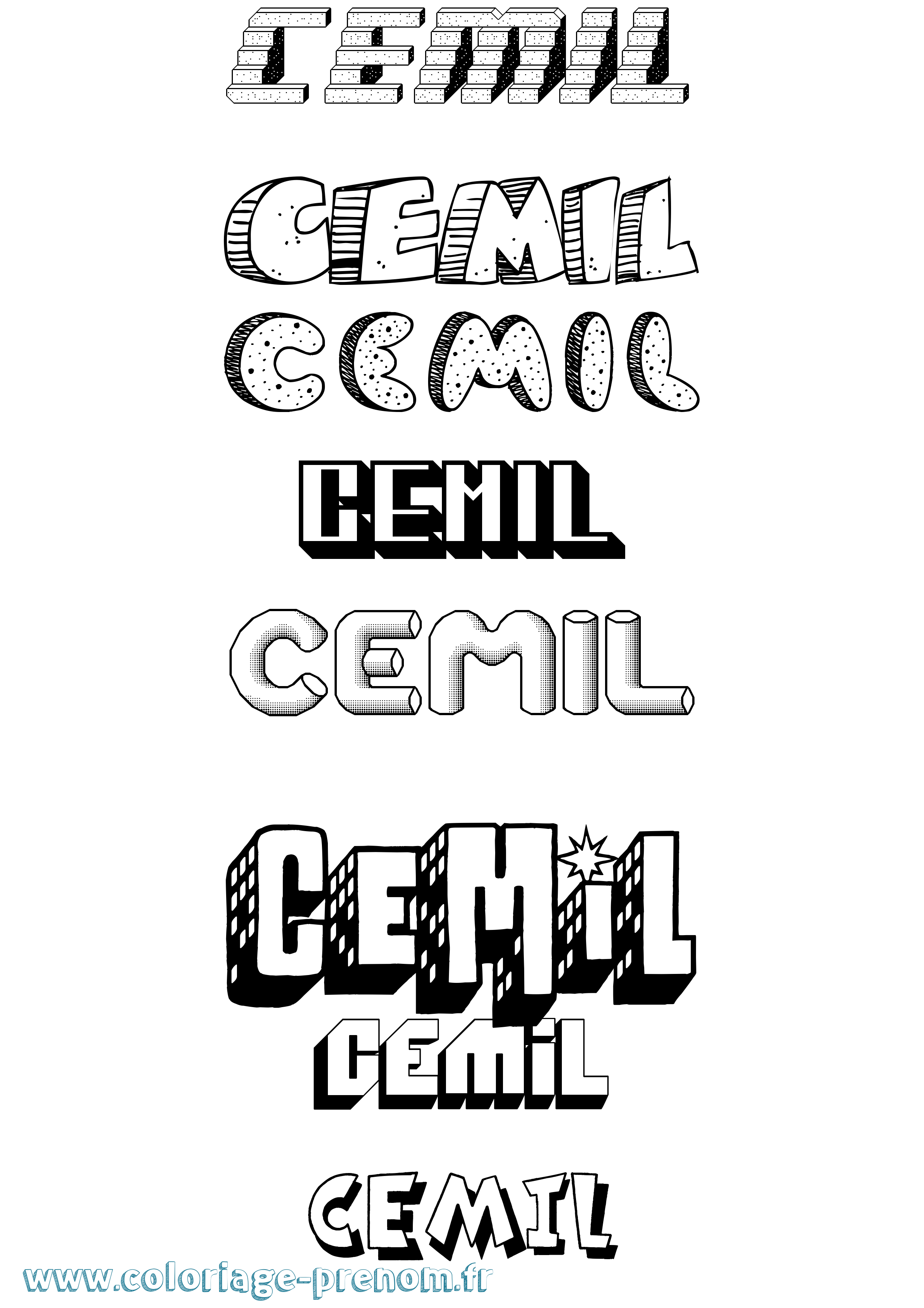 Coloriage Cemil Effet 3D Coloriage prénom Cemil Effet 3D