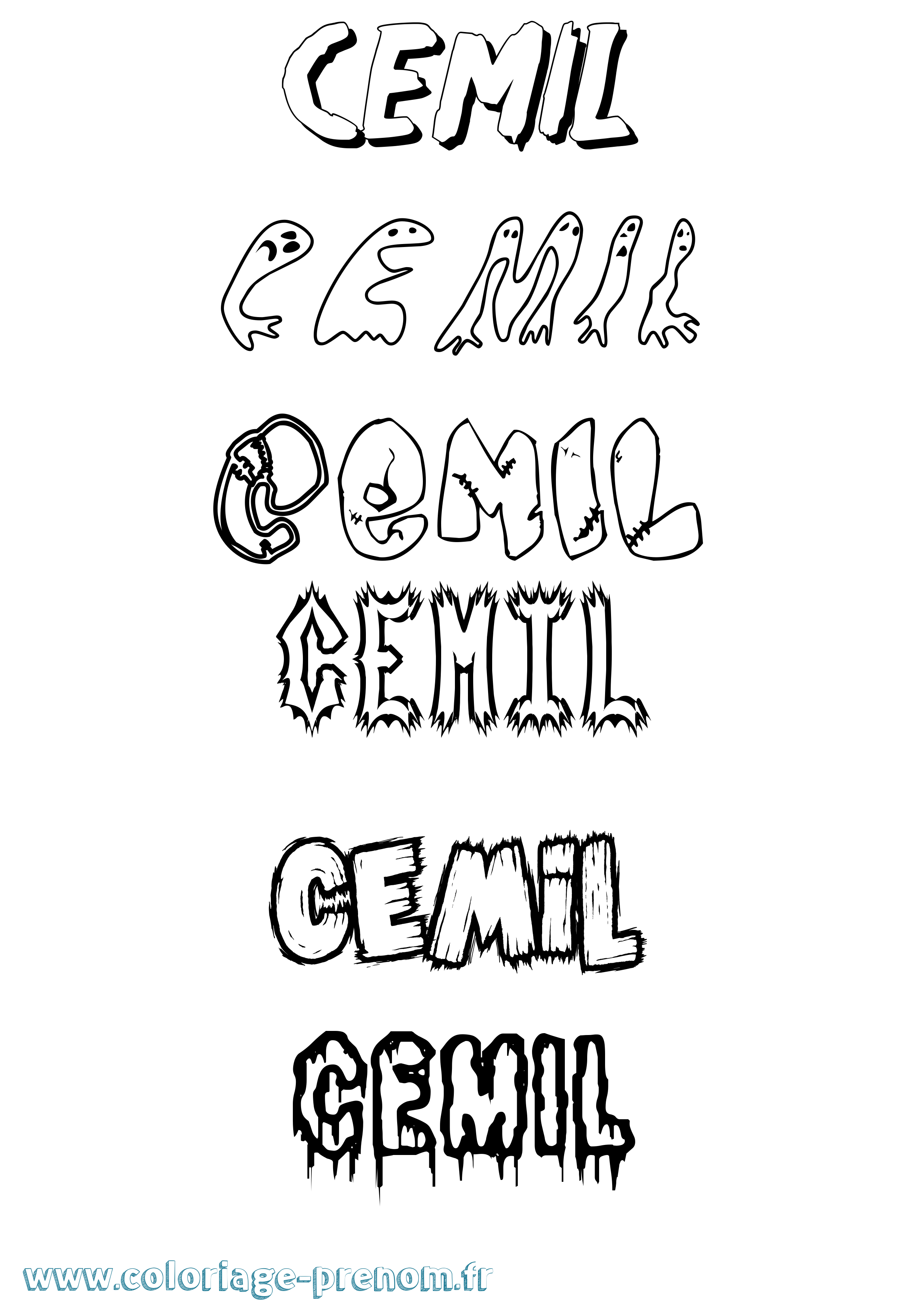 Coloriage Cemil Frisson Coloriage prénom Cemil Frisson