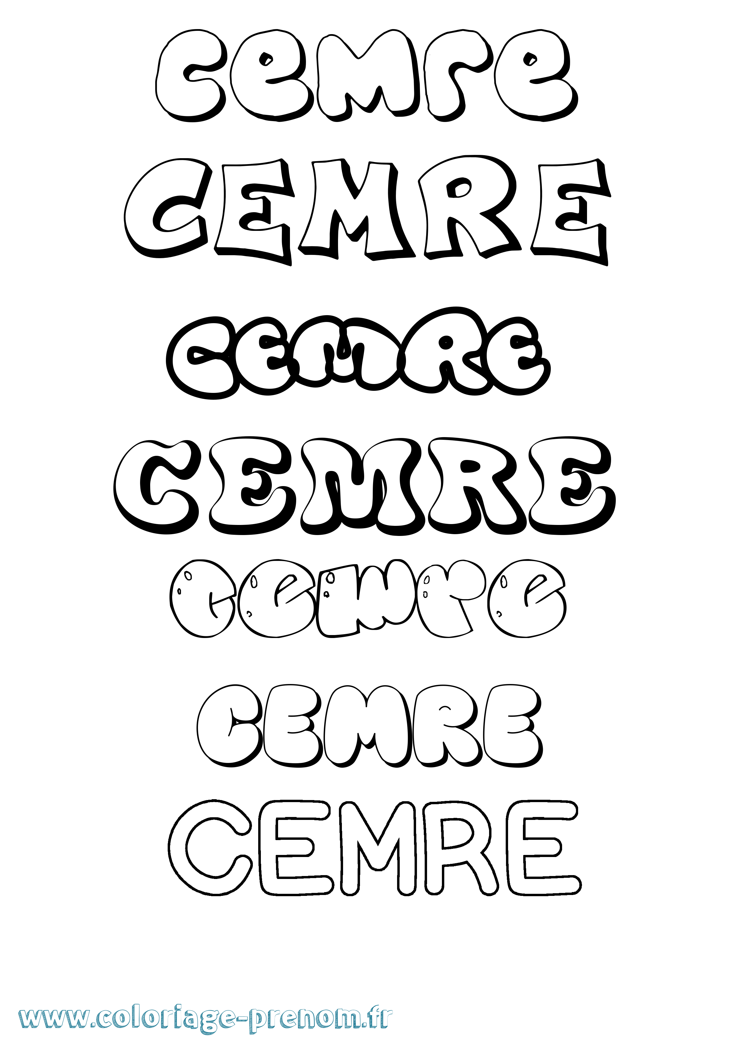 Coloriage Cemre Bubble Coloriage prénom Cemre Bubble