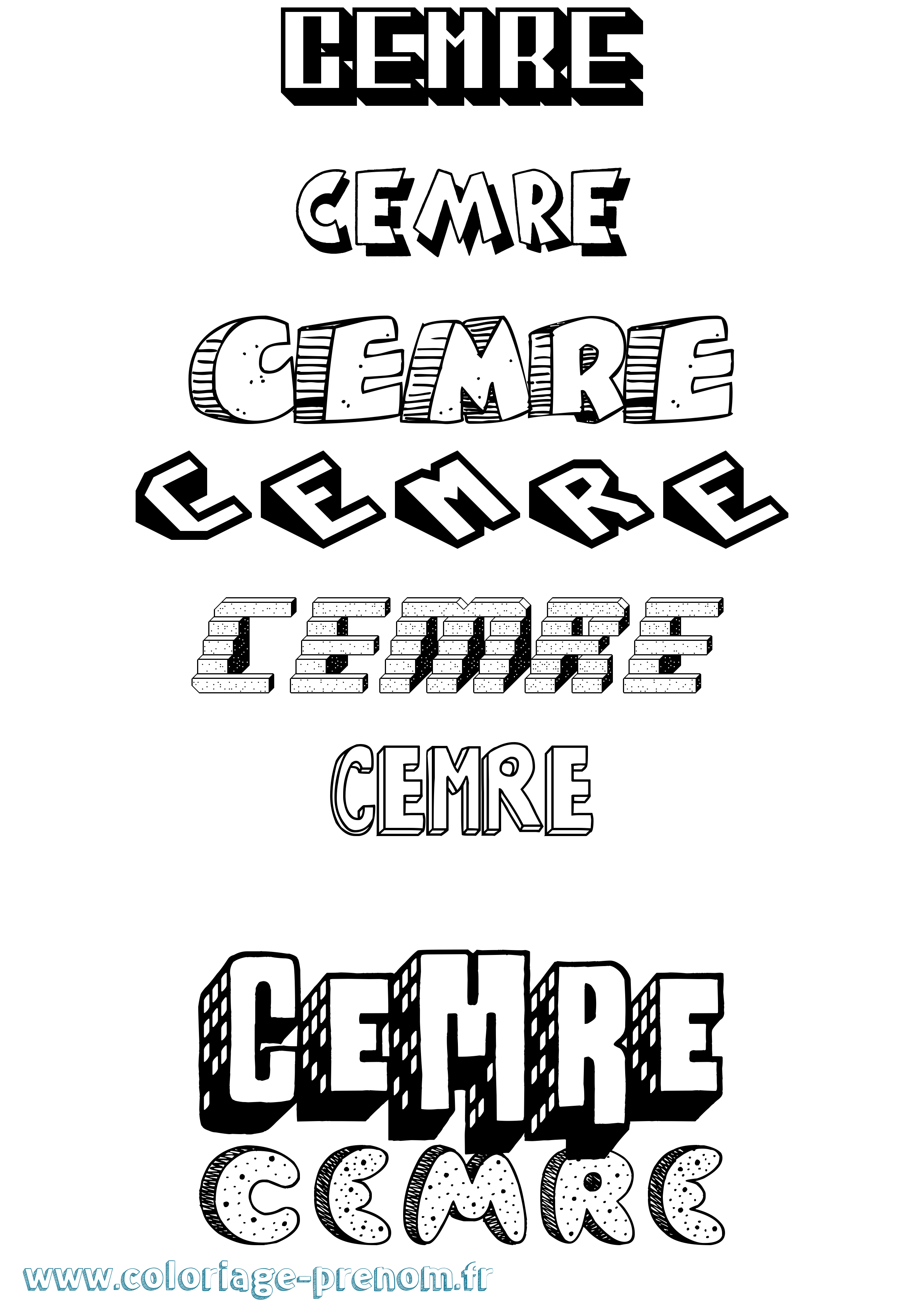 Coloriage Cemre Effet 3D Coloriage prénom Cemre Effet 3D