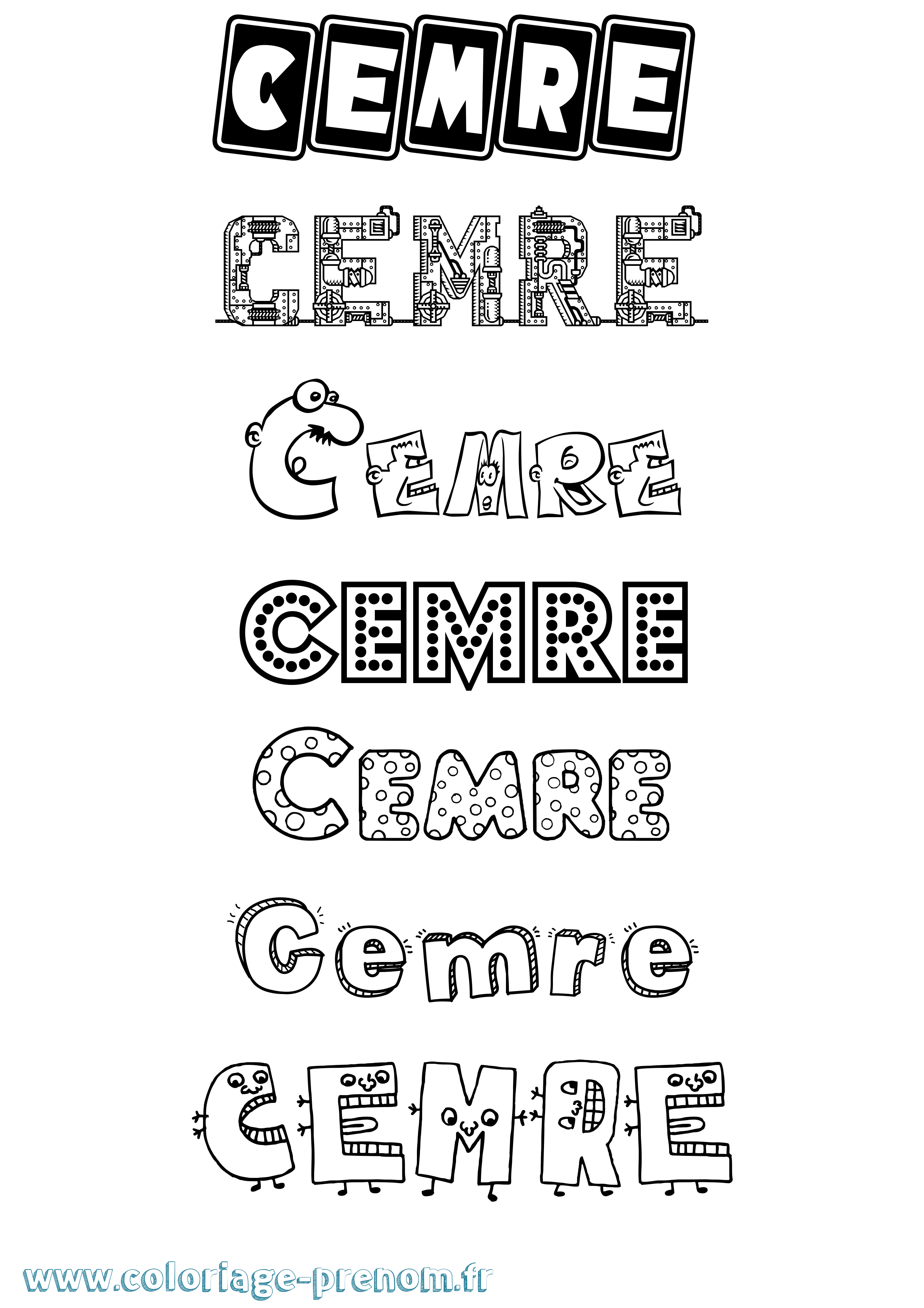 Coloriage Cemre Fun Coloriage prénom Cemre Fun