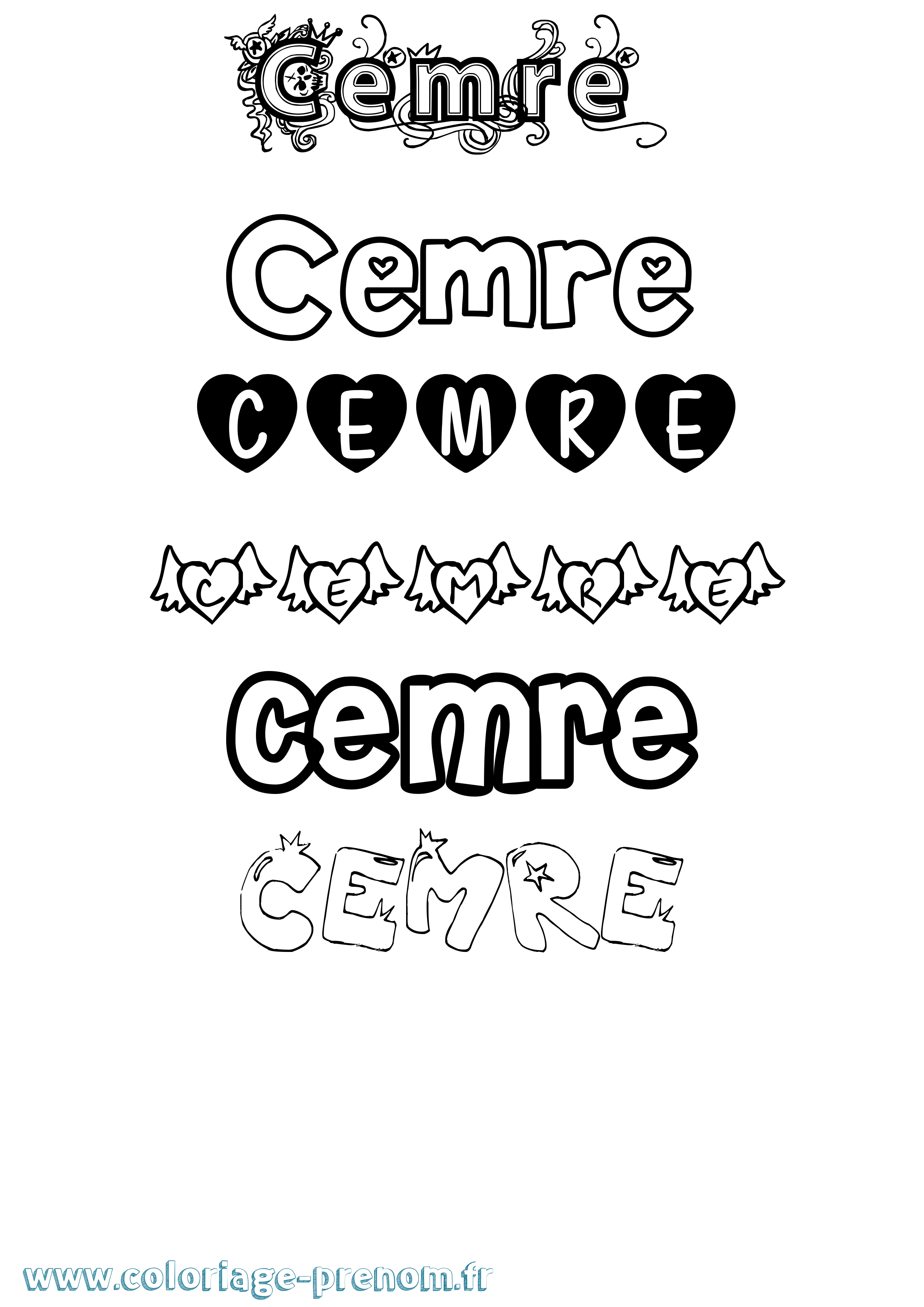 Coloriage Cemre Girly Coloriage prénom Cemre Girly