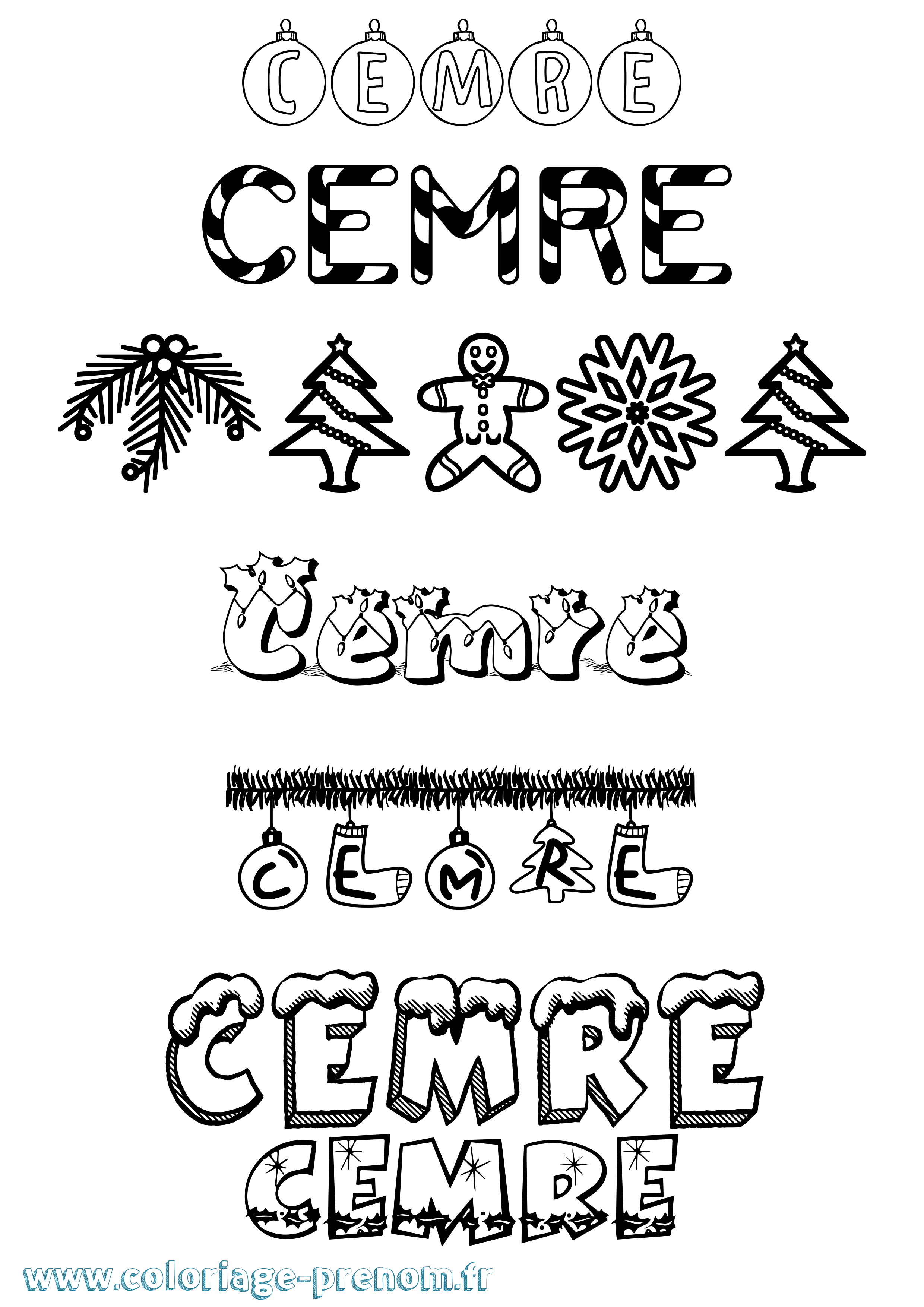 Coloriage Cemre Noël Coloriage prénom Cemre Noël