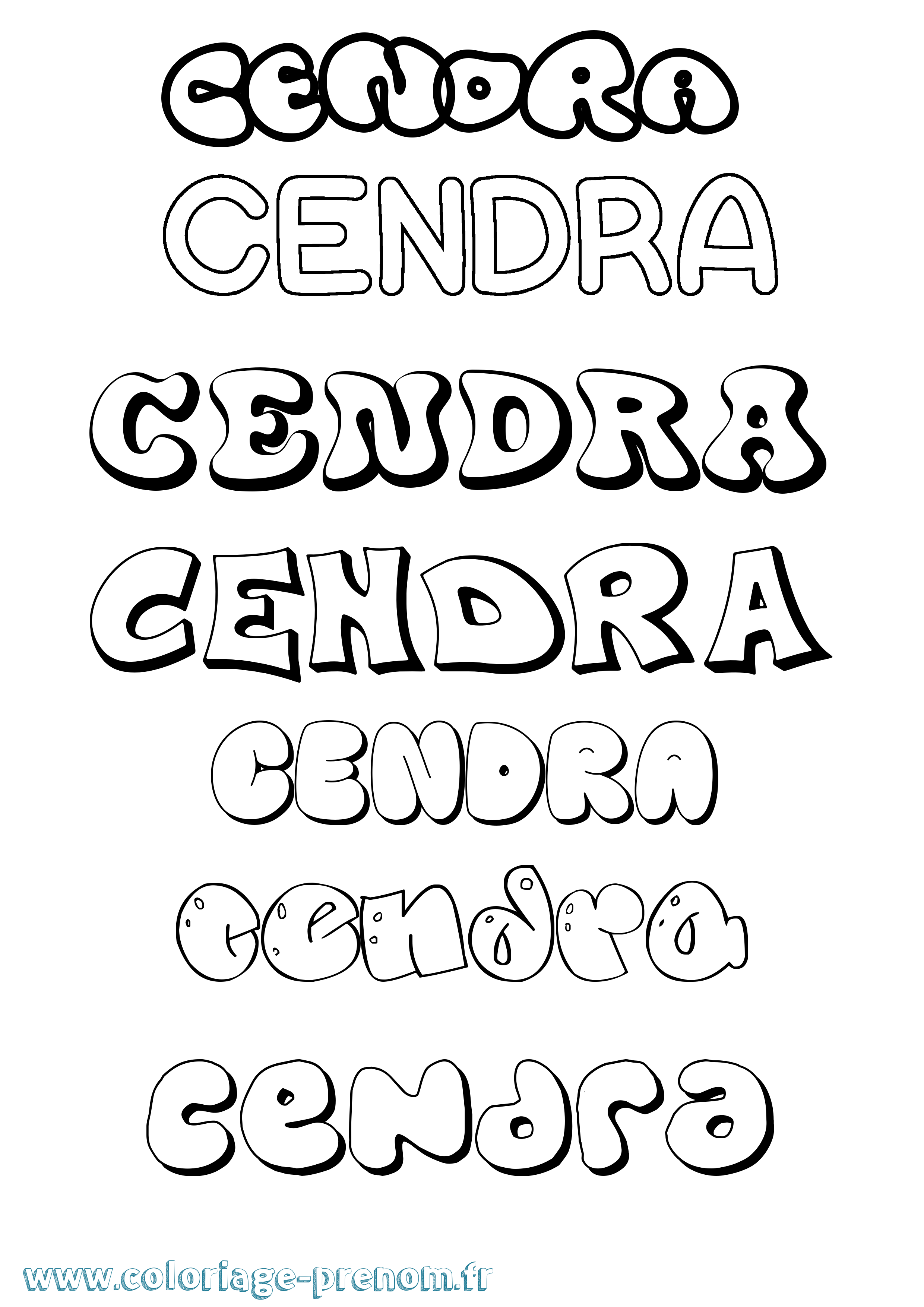 Coloriage Cendra Bubble Coloriage prénom Cendra Bubble