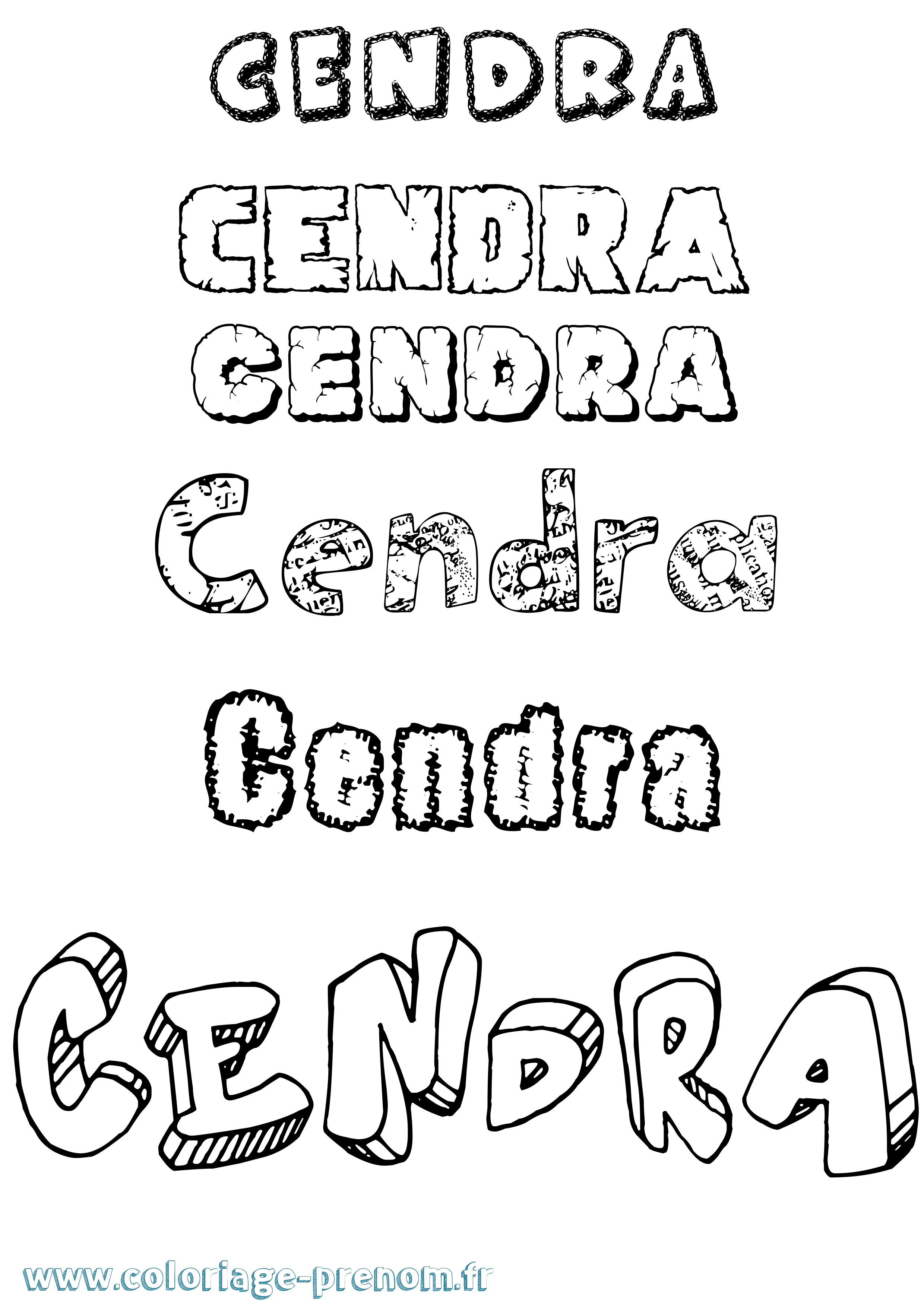 Coloriage Cendra Destructuré Coloriage prénom Cendra Destructuré