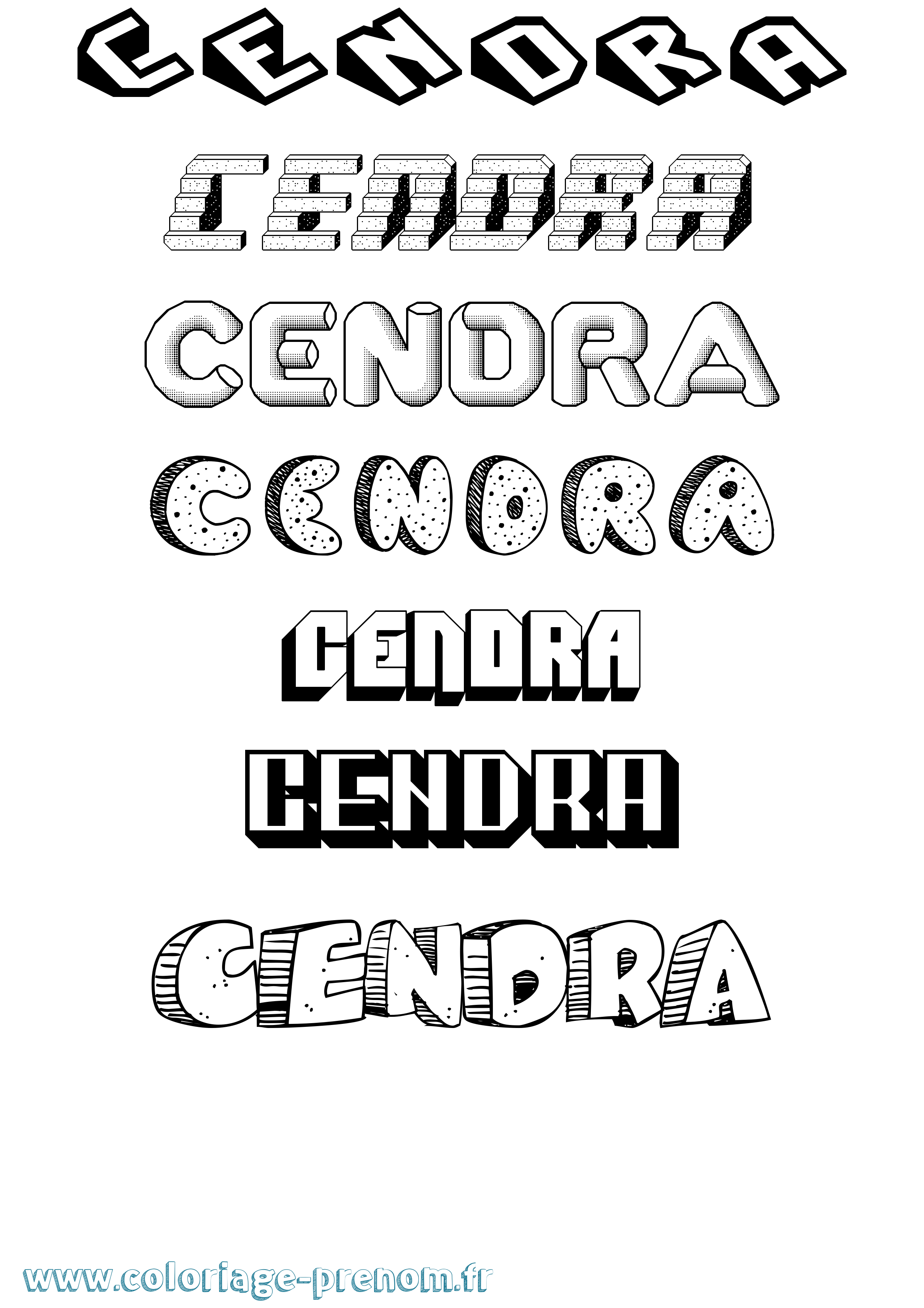 Coloriage Cendra Effet 3D Coloriage prénom Cendra Effet 3D