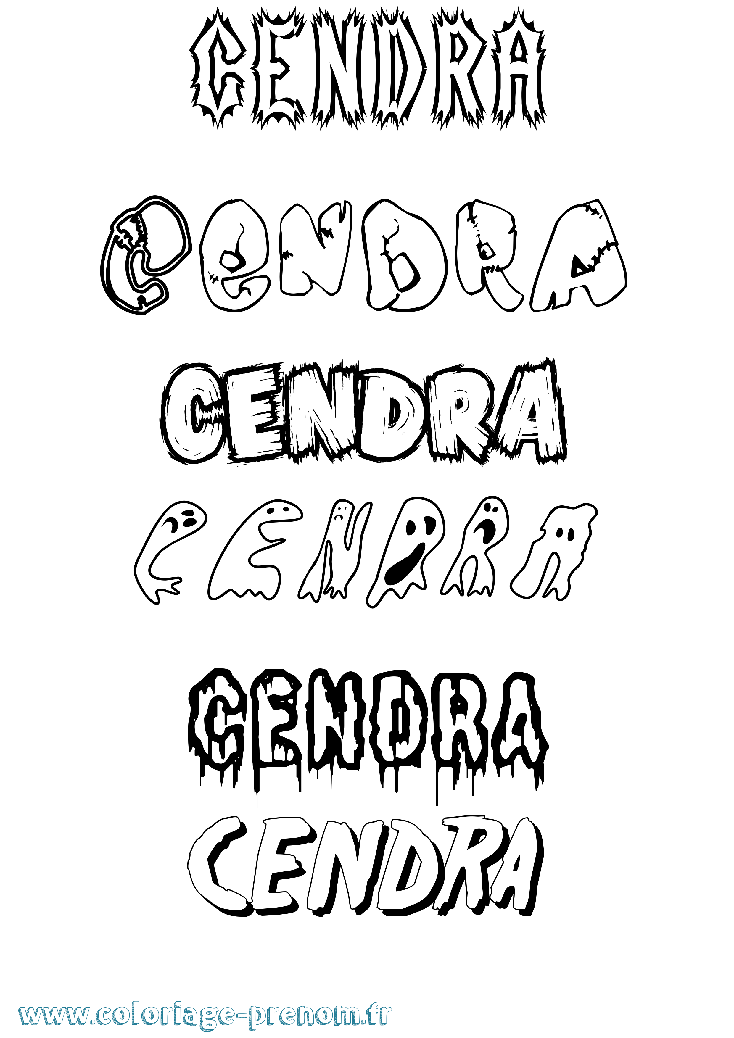 Coloriage Cendra Frisson Coloriage prénom Cendra Frisson
