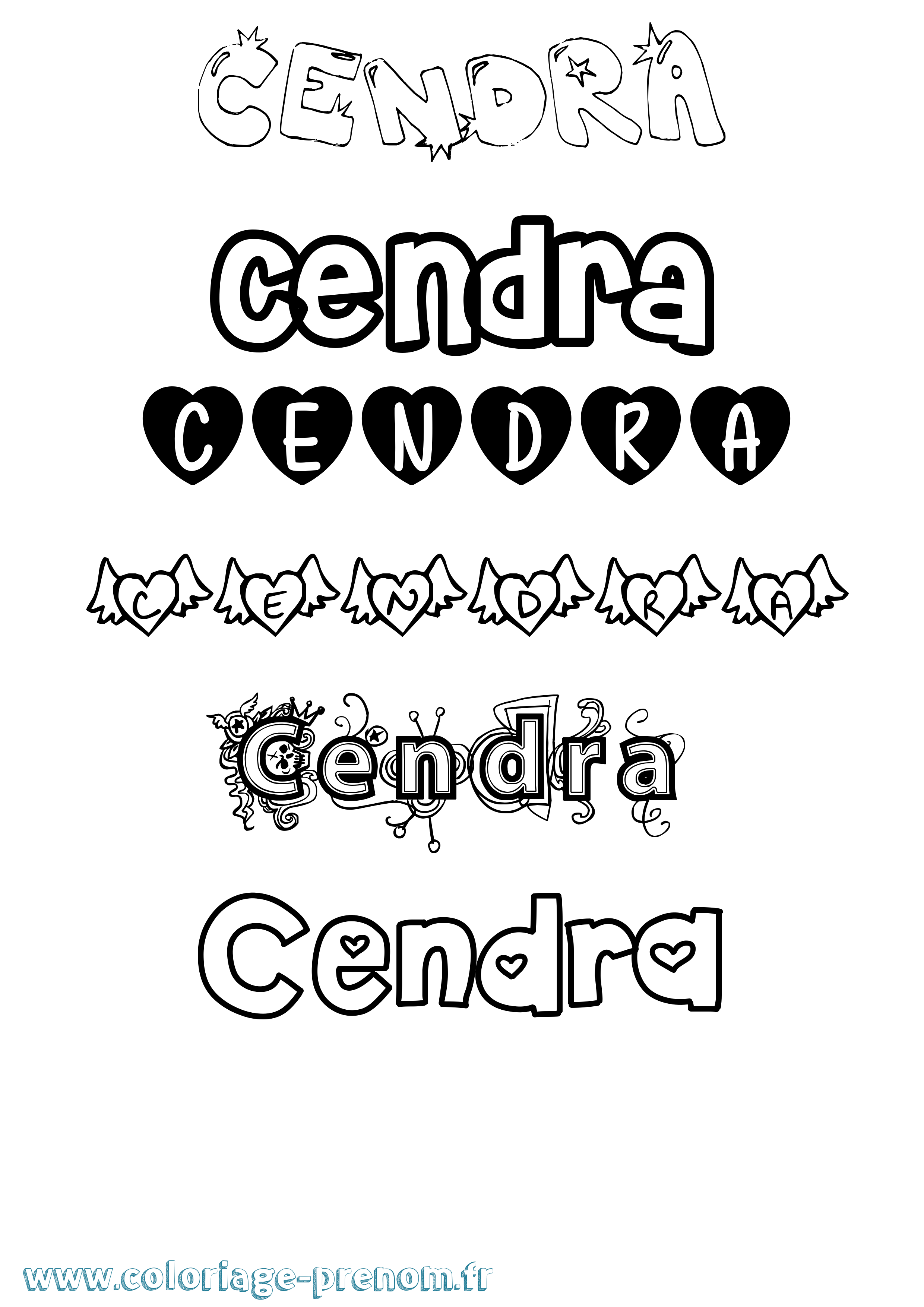 Coloriage Cendra Girly Coloriage prénom Cendra Girly