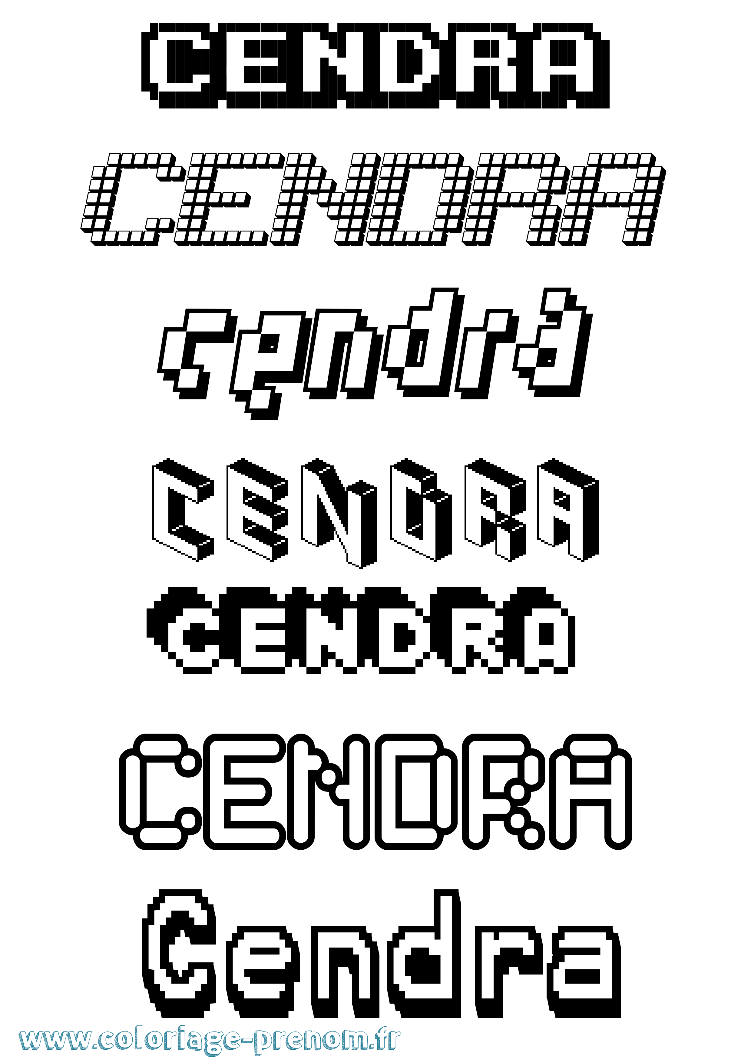Coloriage Cendra Pixel Coloriage prénom Cendra Pixel