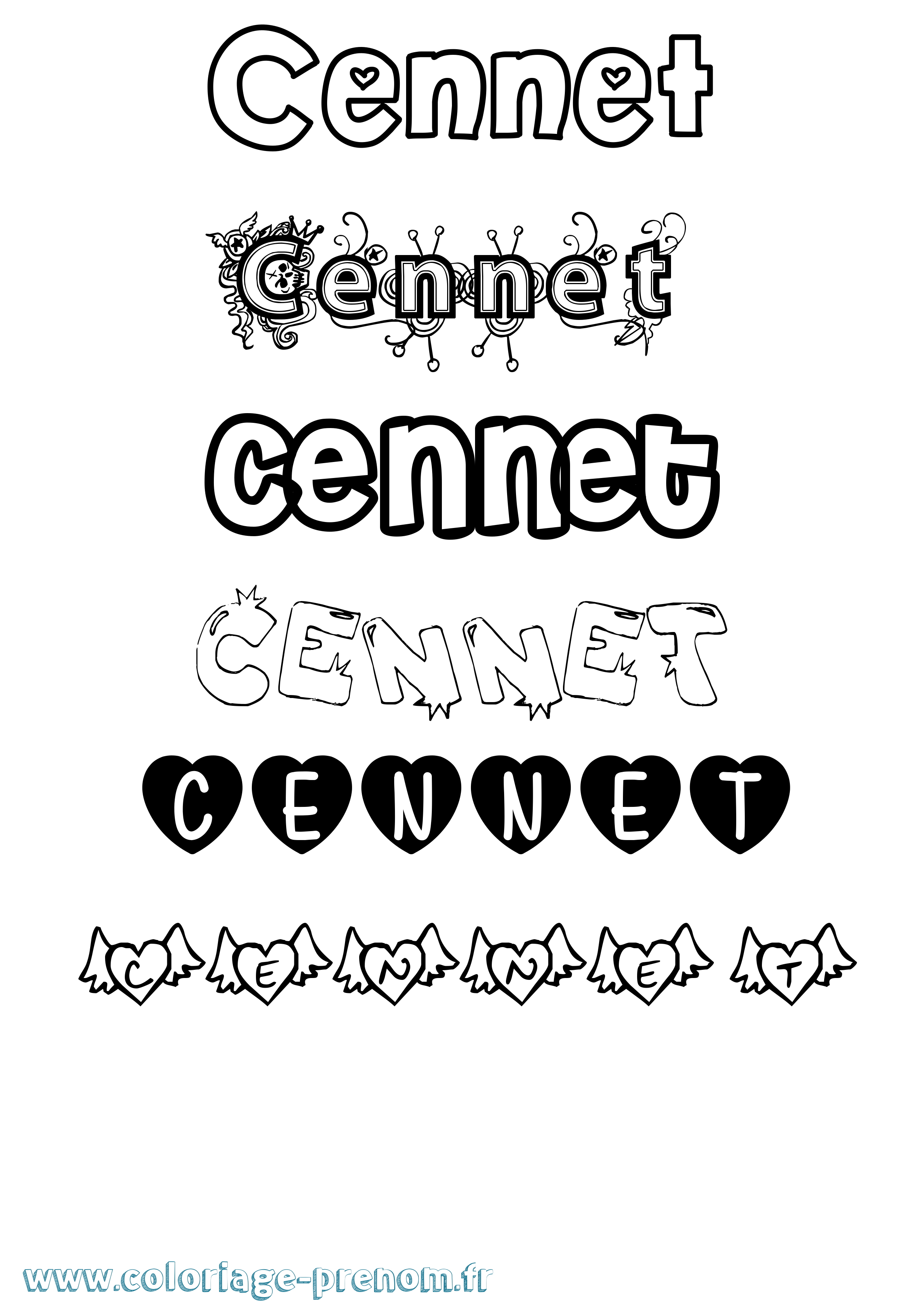 Coloriage Cennet Girly Coloriage prénom Cennet Girly