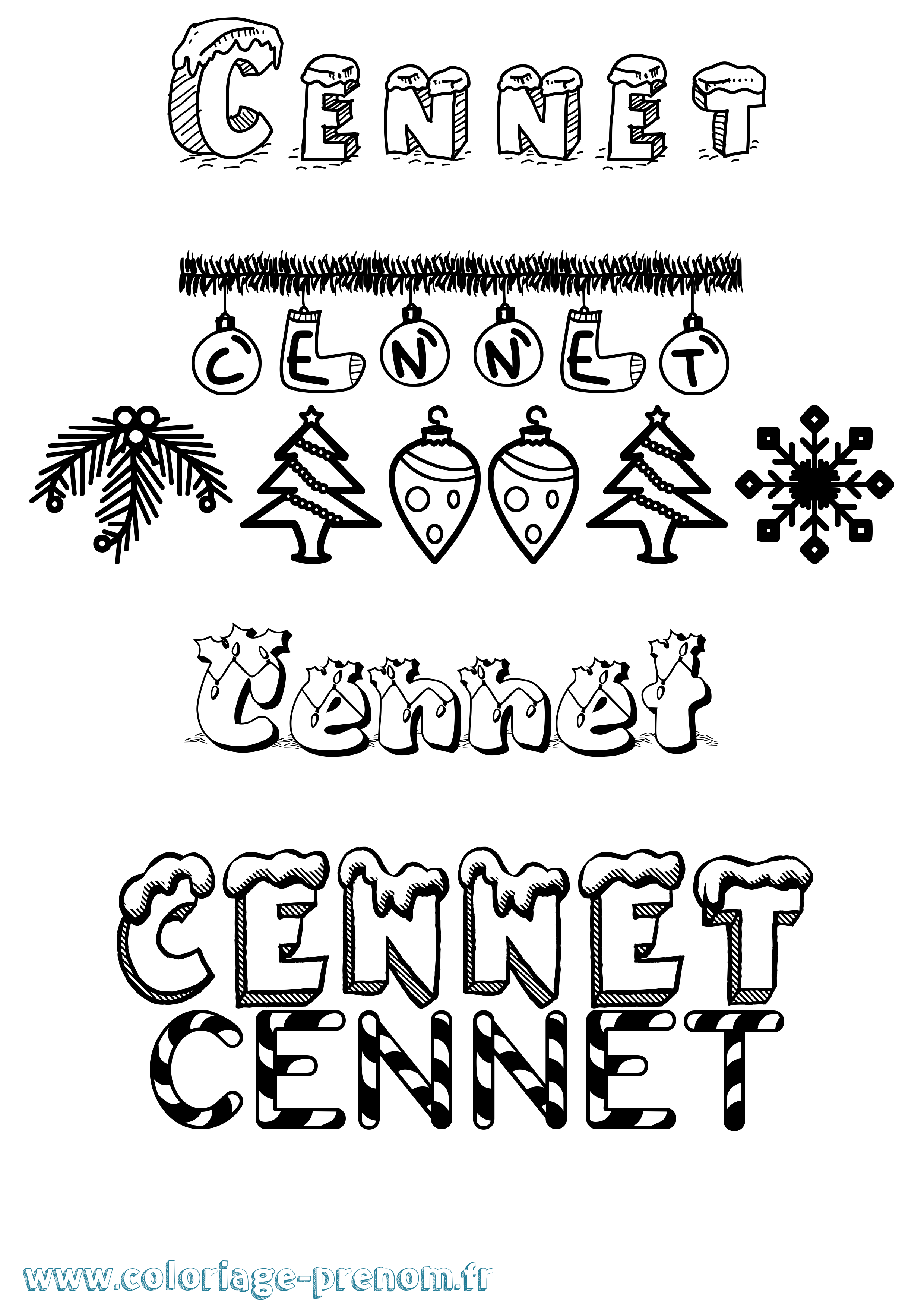 Coloriage Cennet Noël Coloriage prénom Cennet Noël