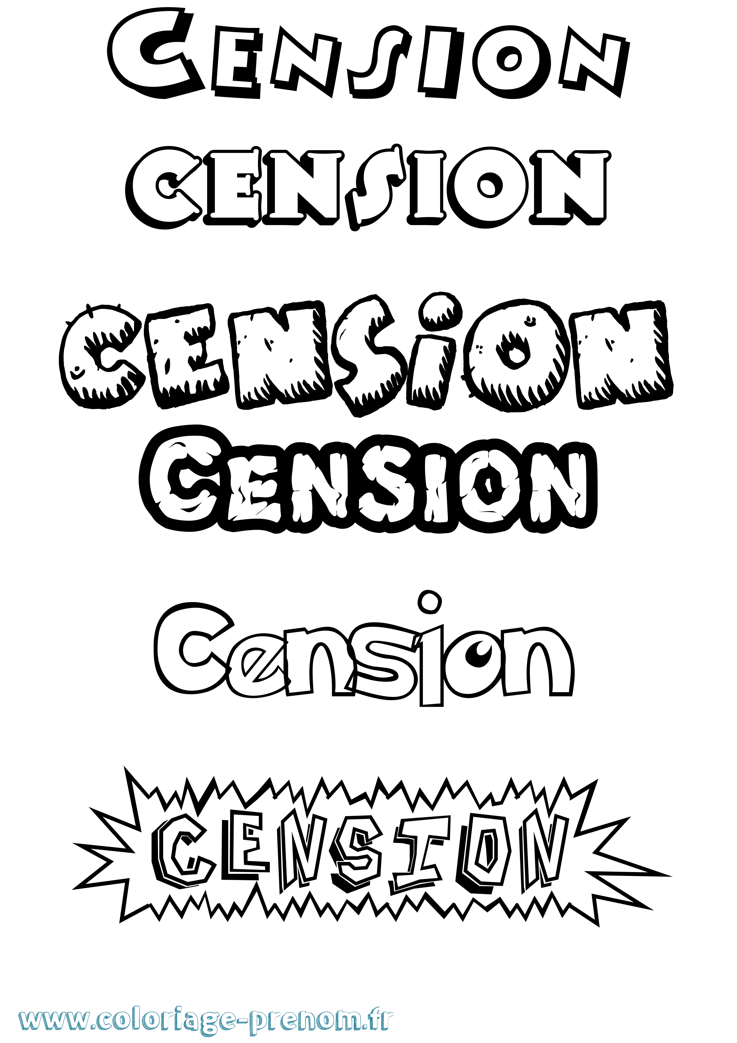 Coloriage Cension Dessin Animé Coloriage prénom Cension Dessin Animé