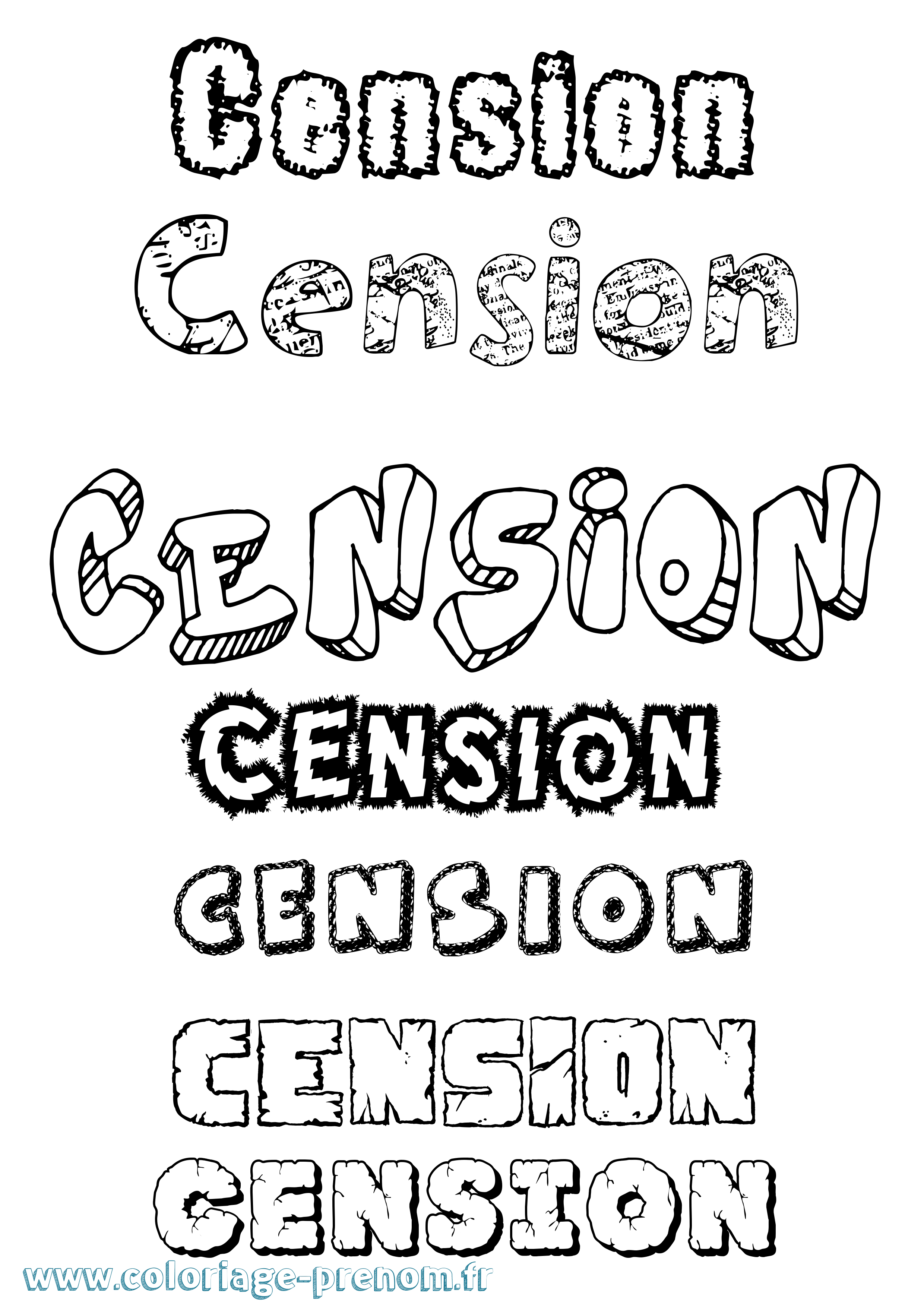 Coloriage Cension Destructuré Coloriage prénom Cension Destructuré