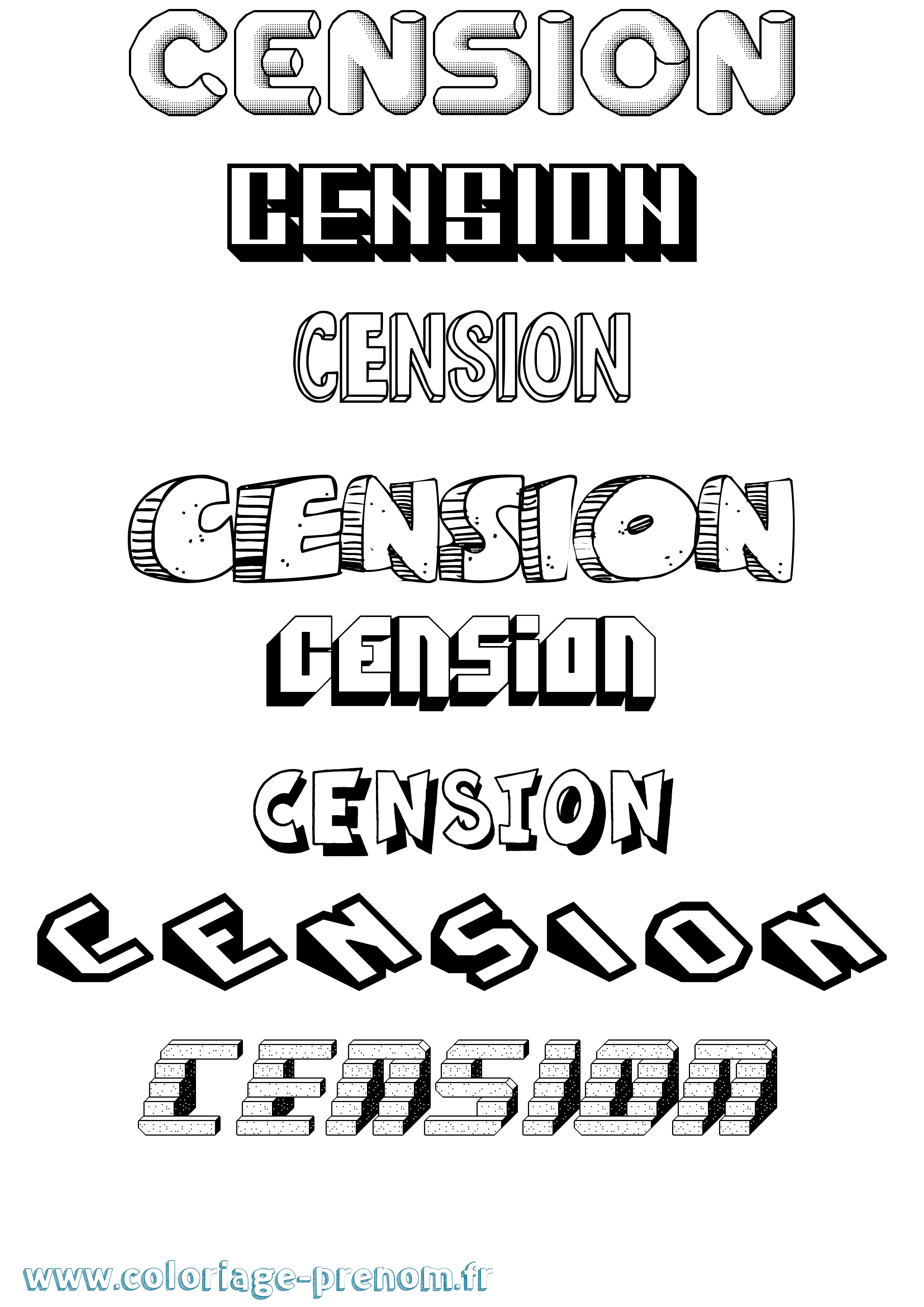 Coloriage Cension Effet 3D Coloriage prénom Cension Effet 3D