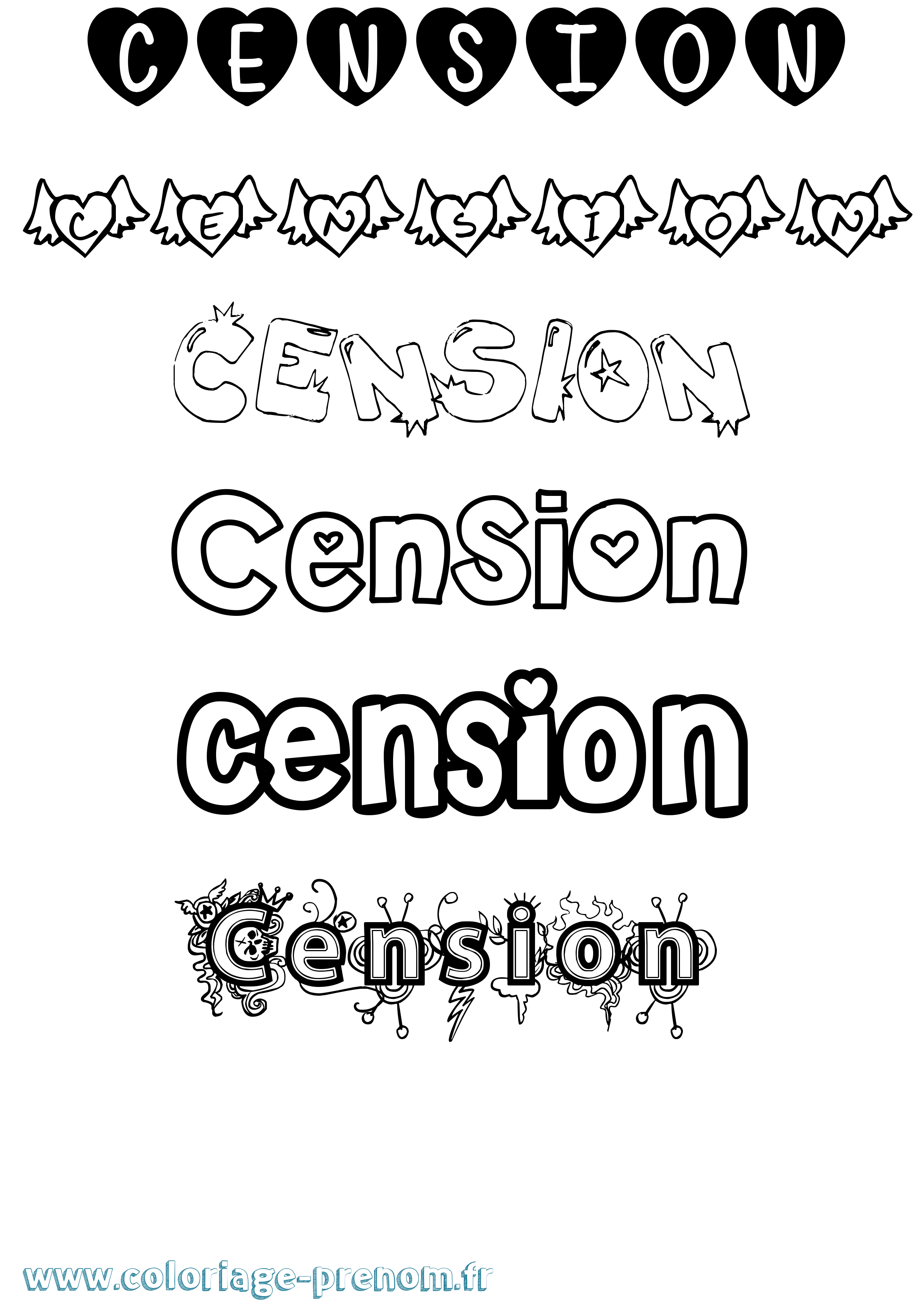 Coloriage Cension Girly Coloriage prénom Cension Girly