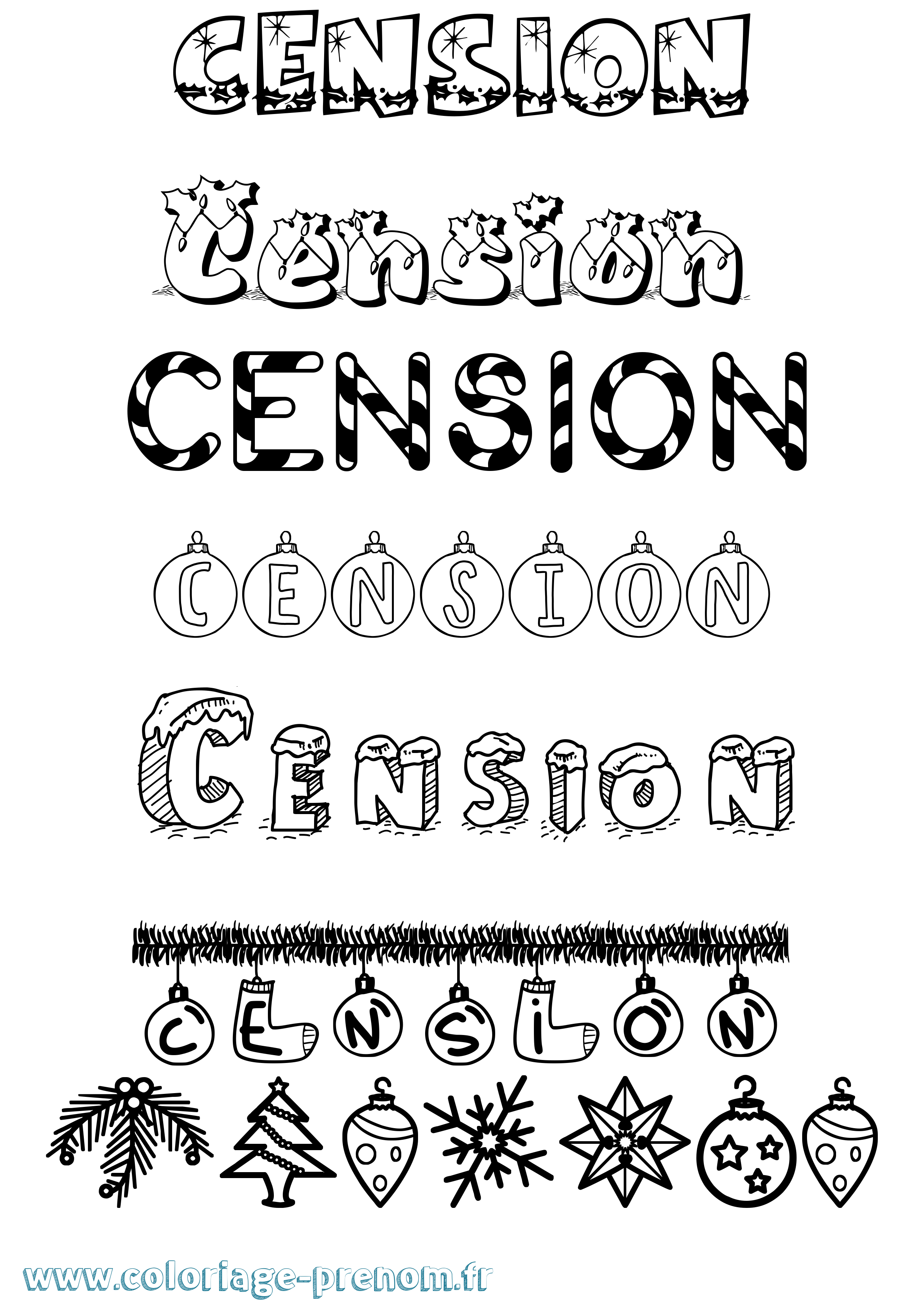 Coloriage Cension Noël Coloriage prénom Cension Noël