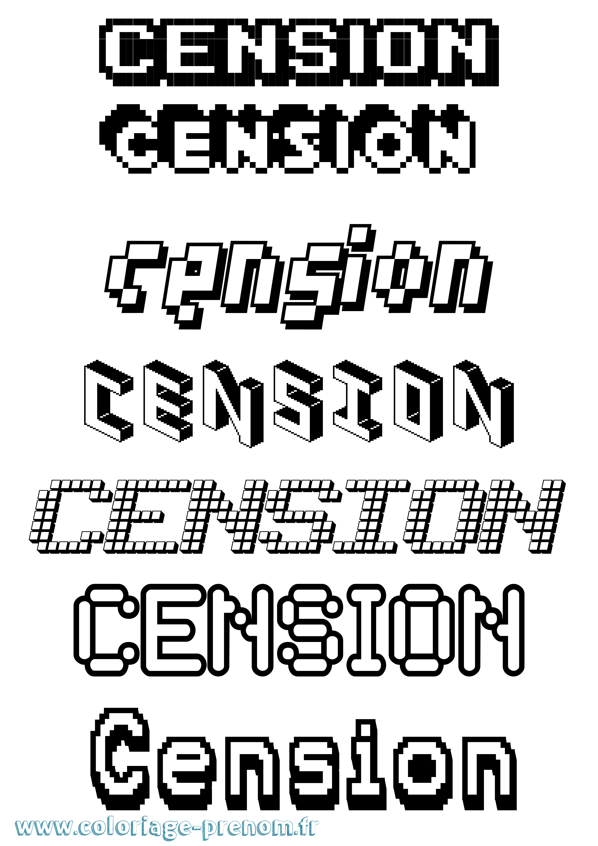 Coloriage Cension Pixel Coloriage prénom Cension Pixel