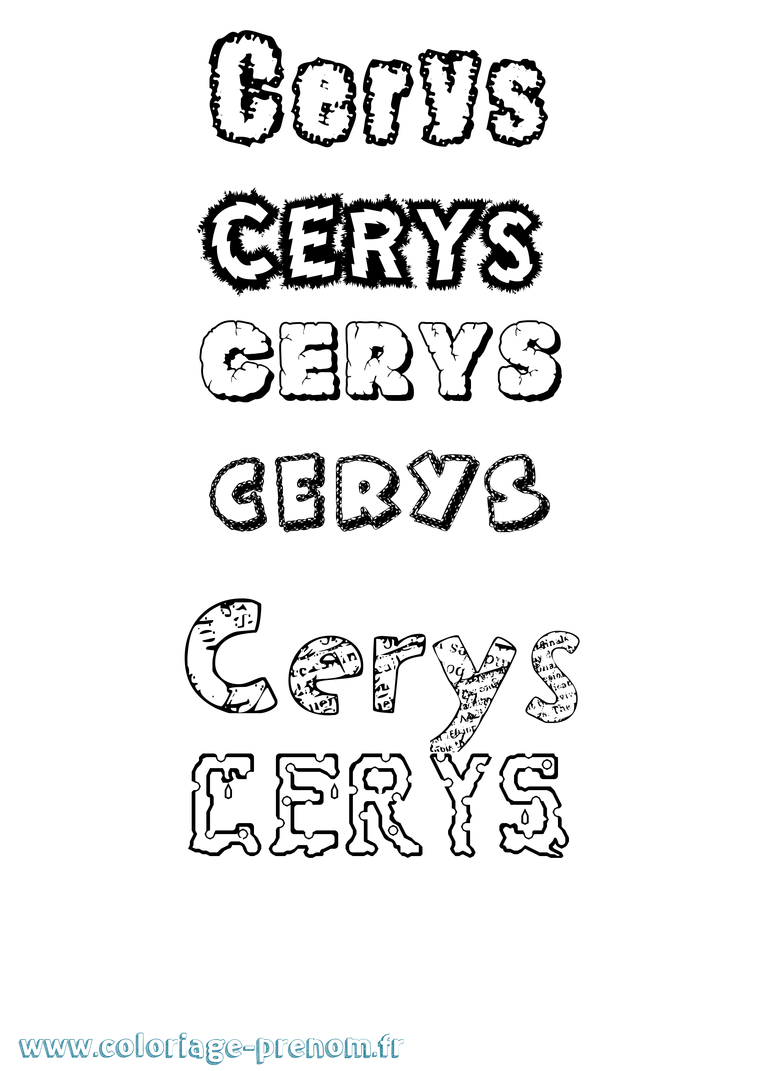 Coloriage Cerys Destructuré Coloriage prénom Cerys Destructuré