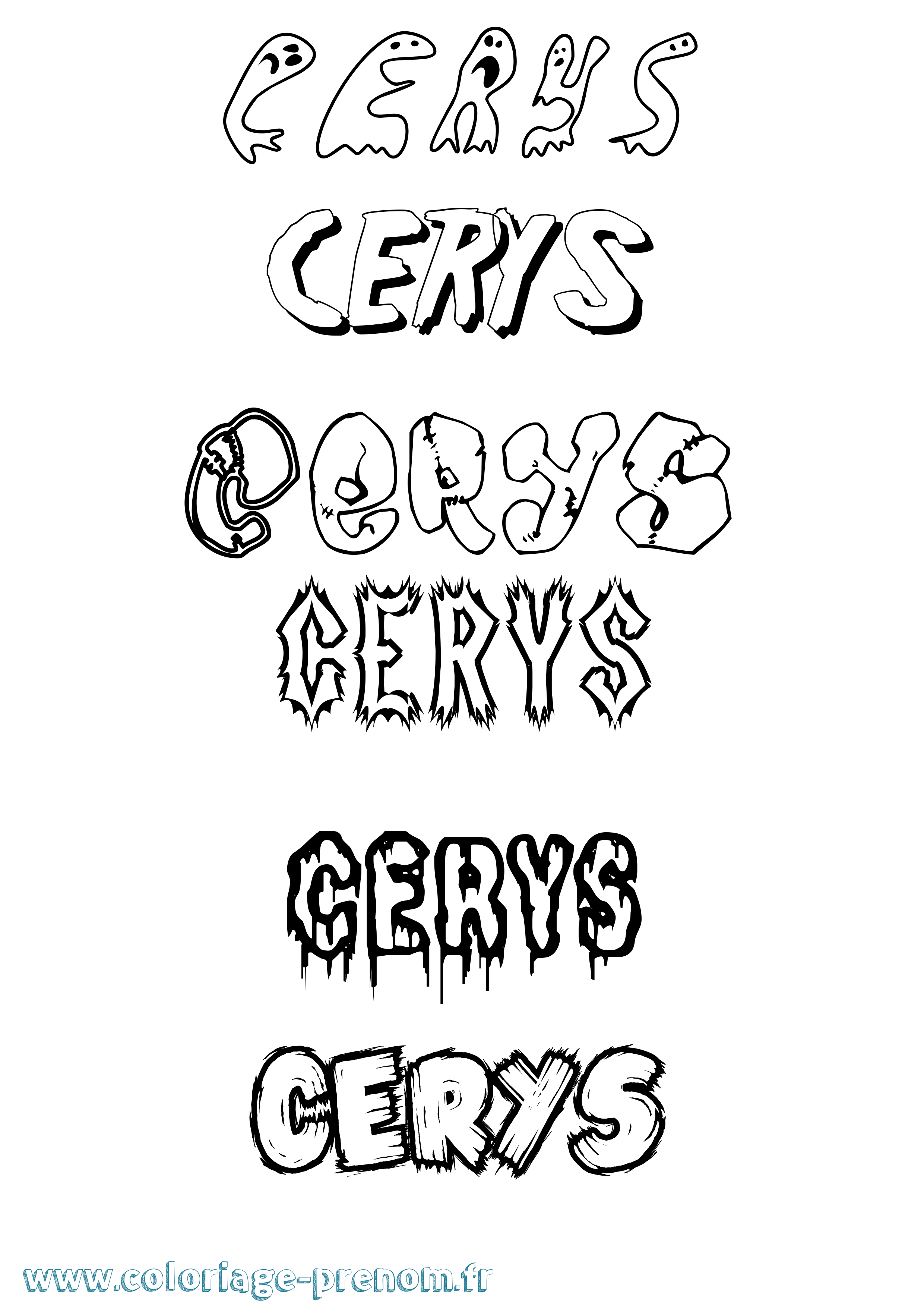 Coloriage Cerys Frisson Coloriage prénom Cerys Frisson