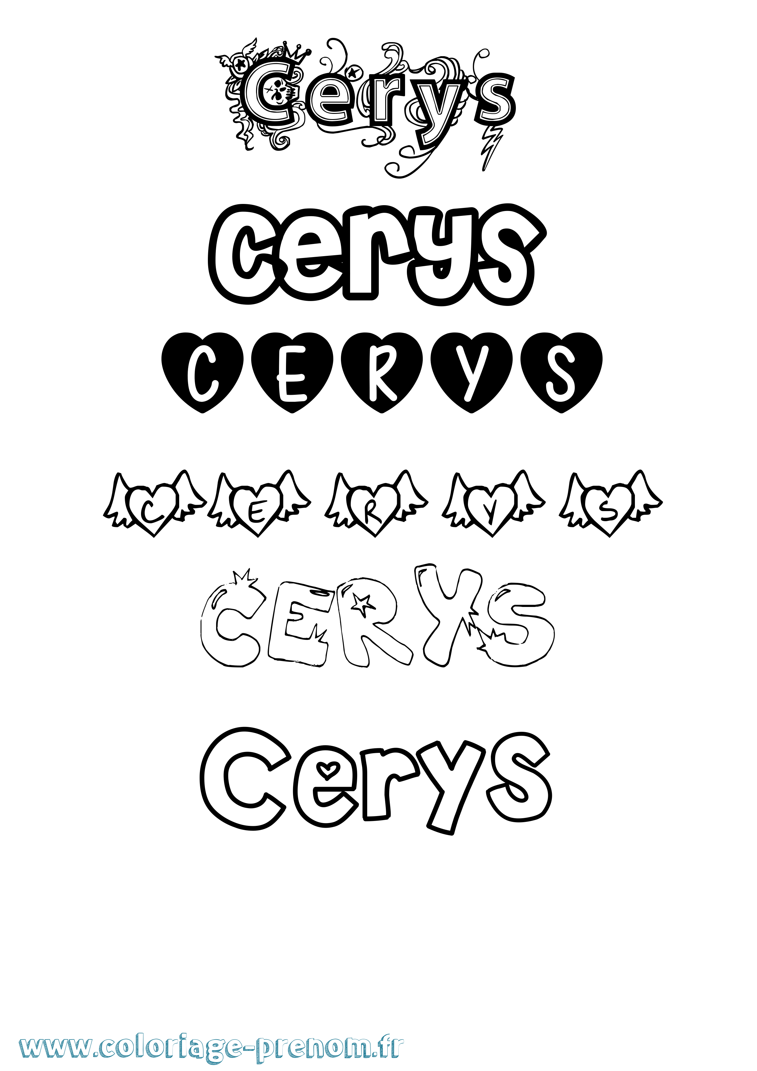 Coloriage Cerys Girly Coloriage prénom Cerys Girly