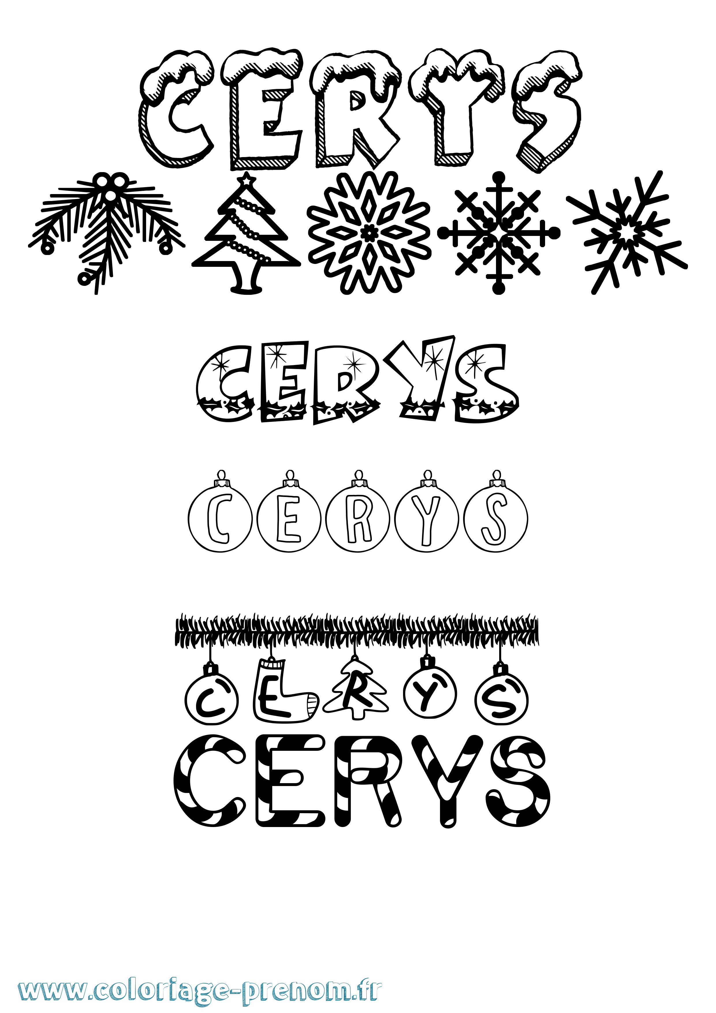 Coloriage Cerys Noël Coloriage prénom Cerys Noël