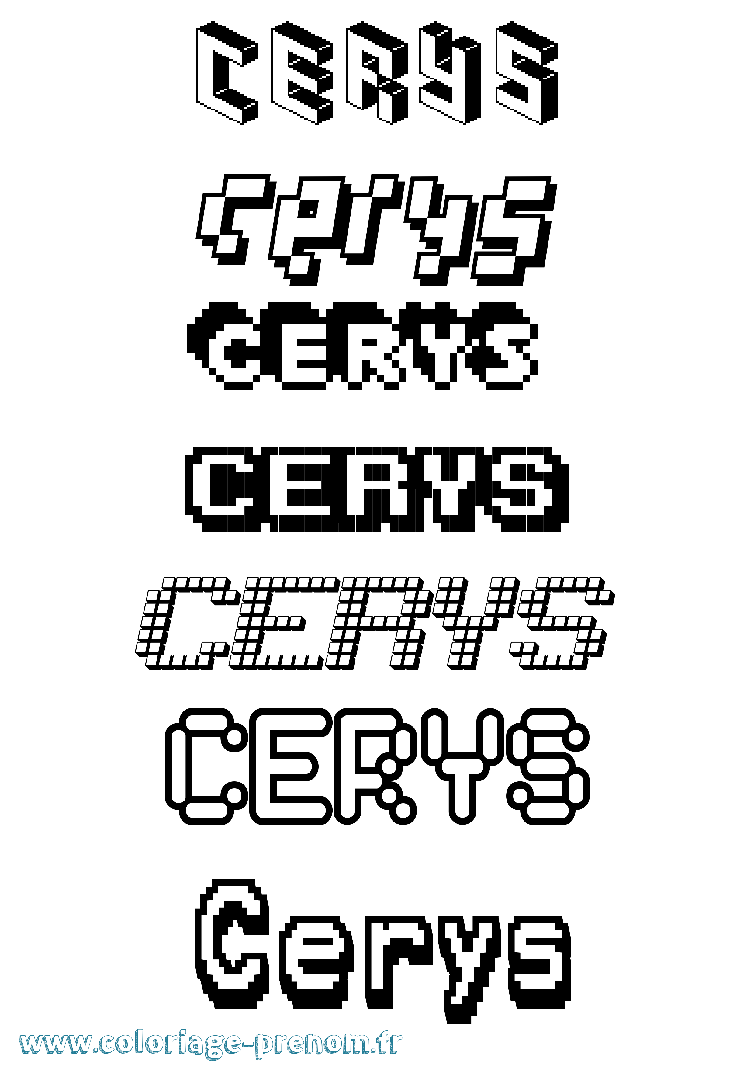 Coloriage Cerys Pixel Coloriage prénom Cerys Pixel