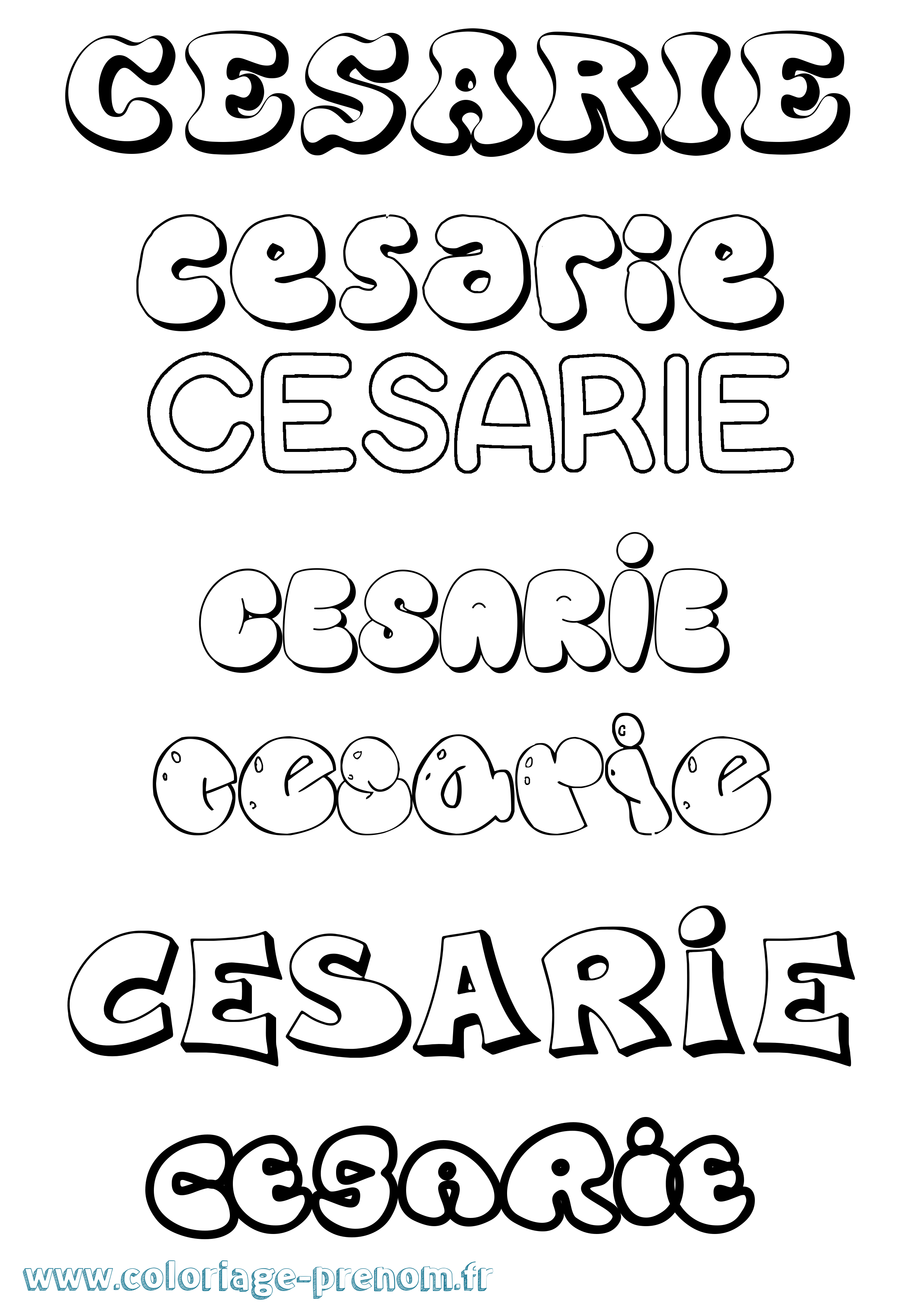 Coloriage Cesarie Bubble Coloriage prénom Cesarie Bubble
