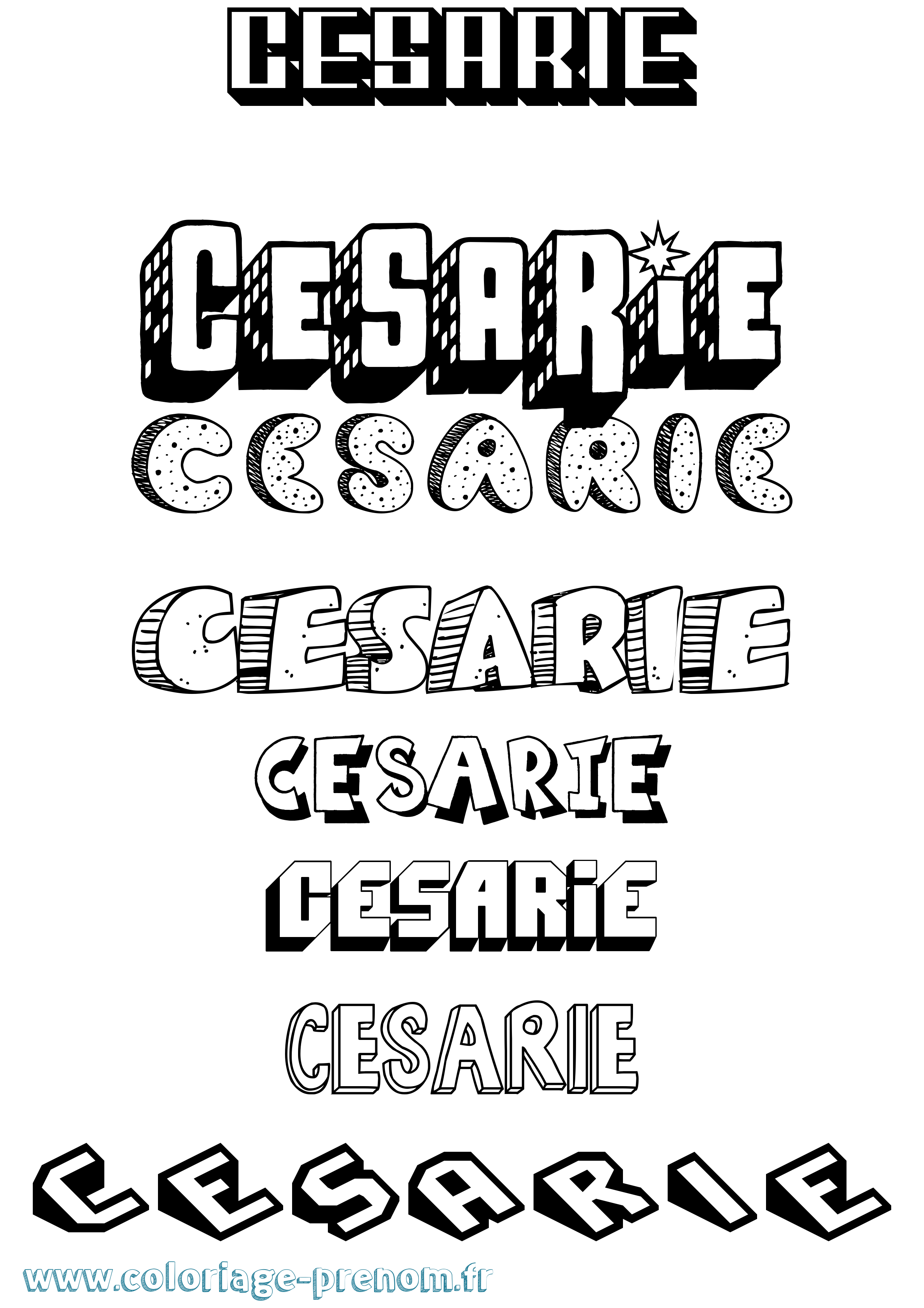 Coloriage Cesarie Effet 3D Coloriage prénom Cesarie Effet 3D