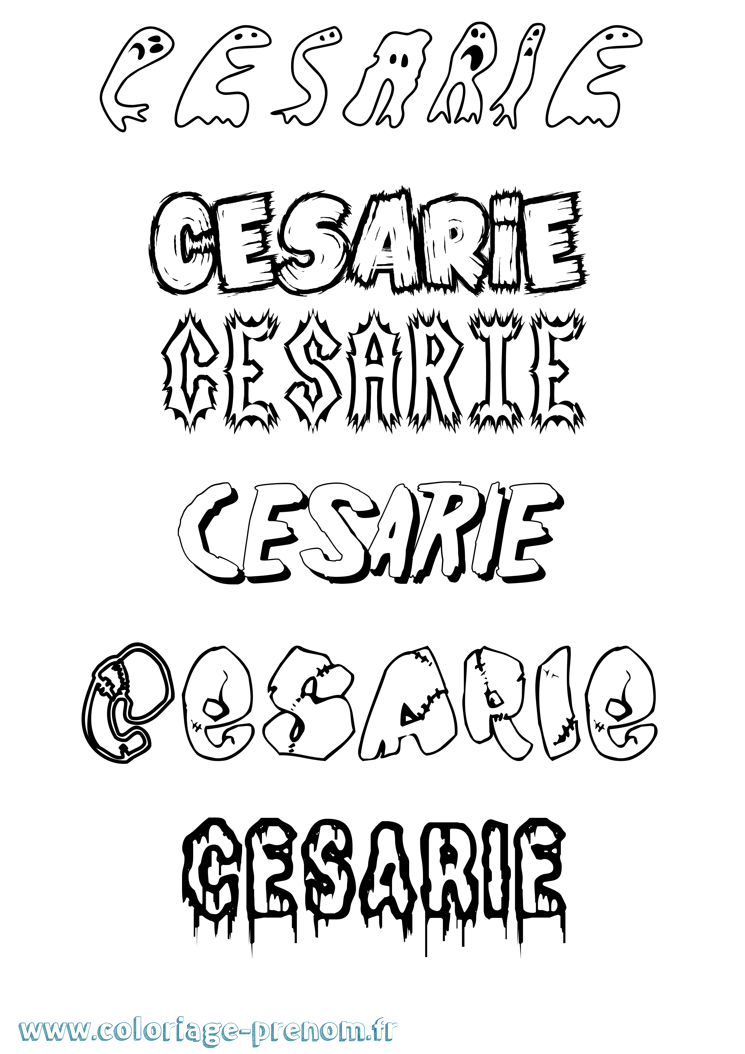Coloriage Cesarie Frisson Coloriage prénom Cesarie Frisson