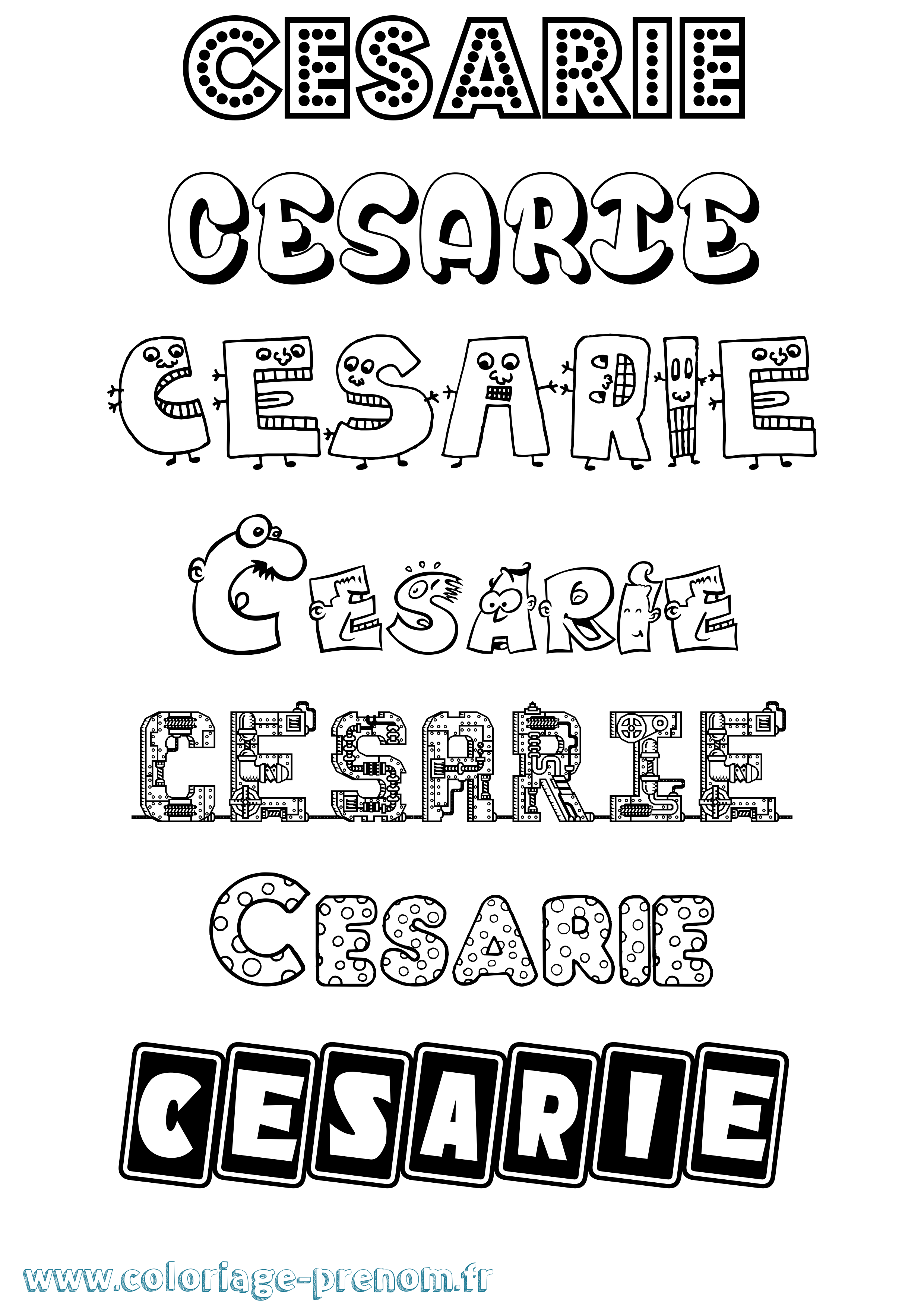 Coloriage Cesarie Fun Coloriage prénom Cesarie Fun