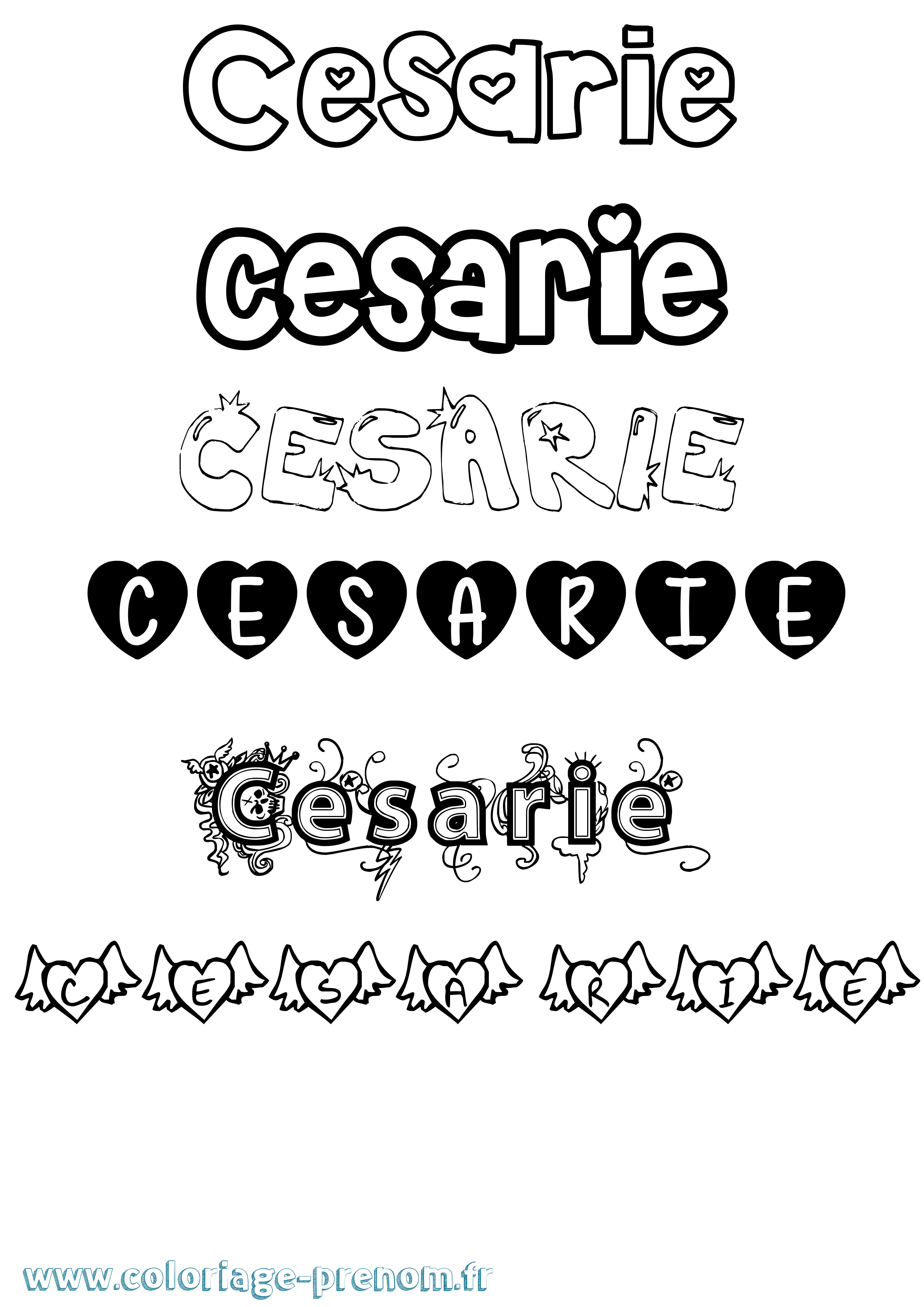 Coloriage Cesarie Girly Coloriage prénom Cesarie Girly