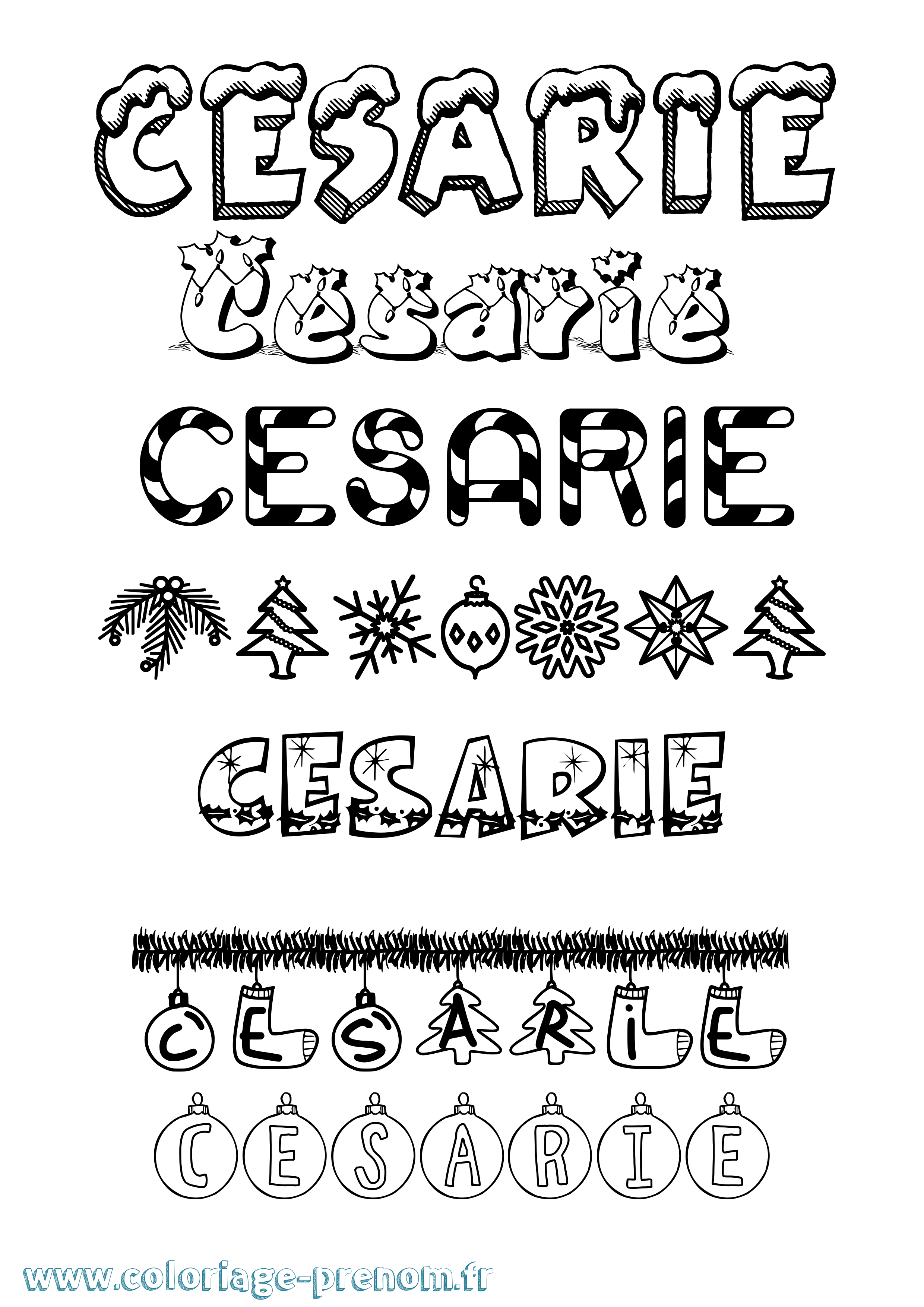 Coloriage Cesarie Noël Coloriage prénom Cesarie Noël