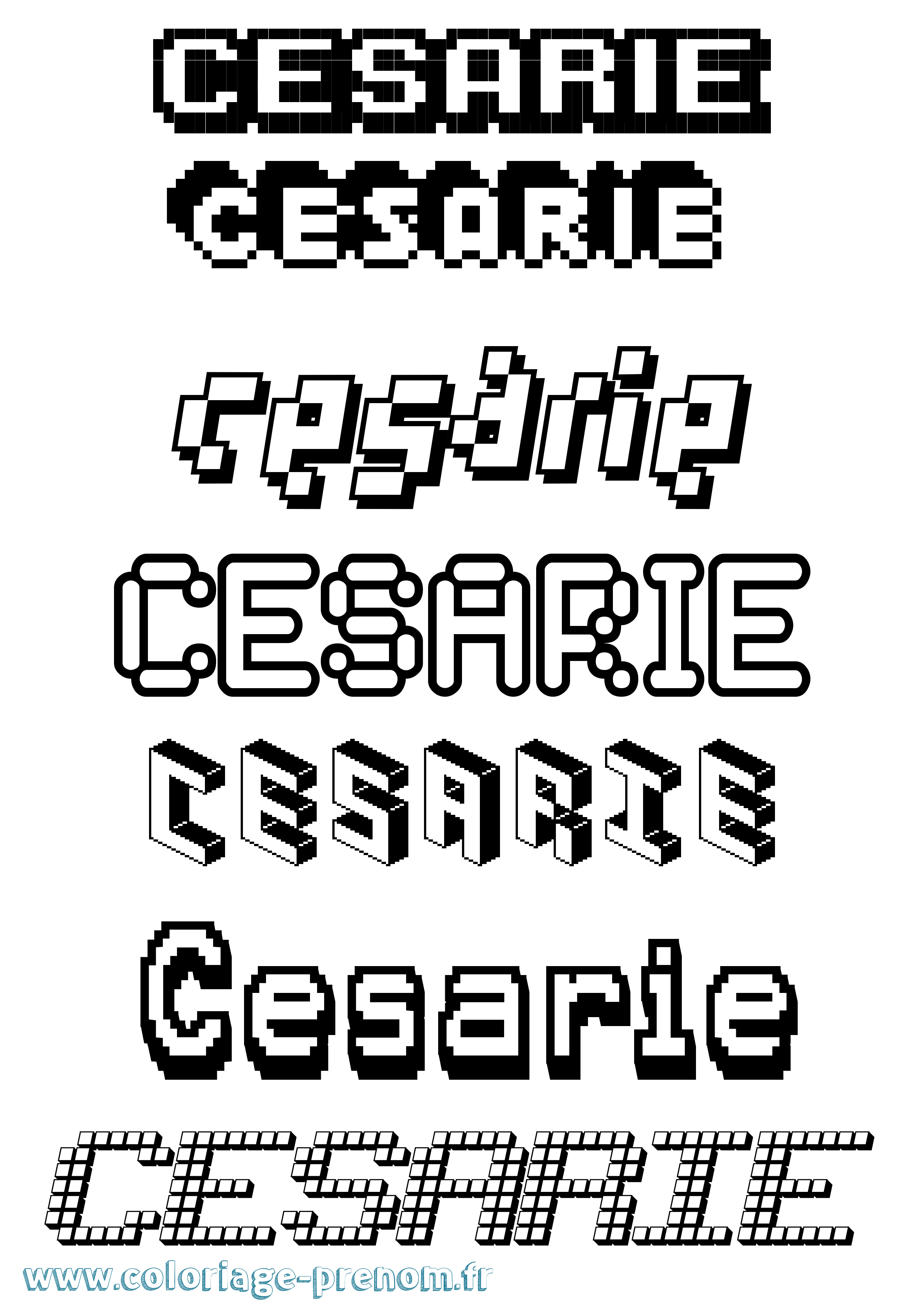 Coloriage Cesarie Pixel Coloriage prénom Cesarie Pixel