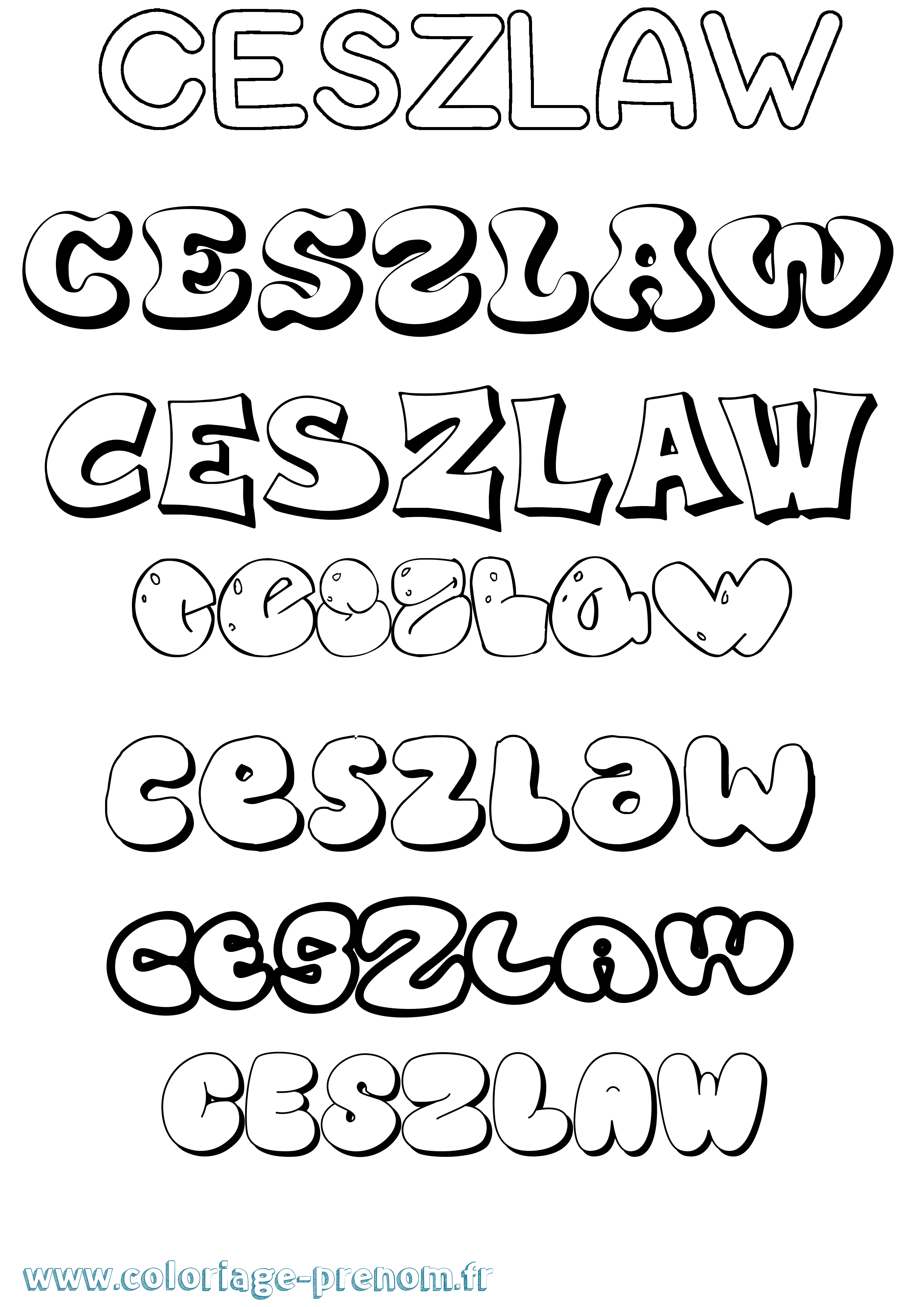 Coloriage Ceszlaw Bubble Coloriage prénom Ceszlaw Bubble