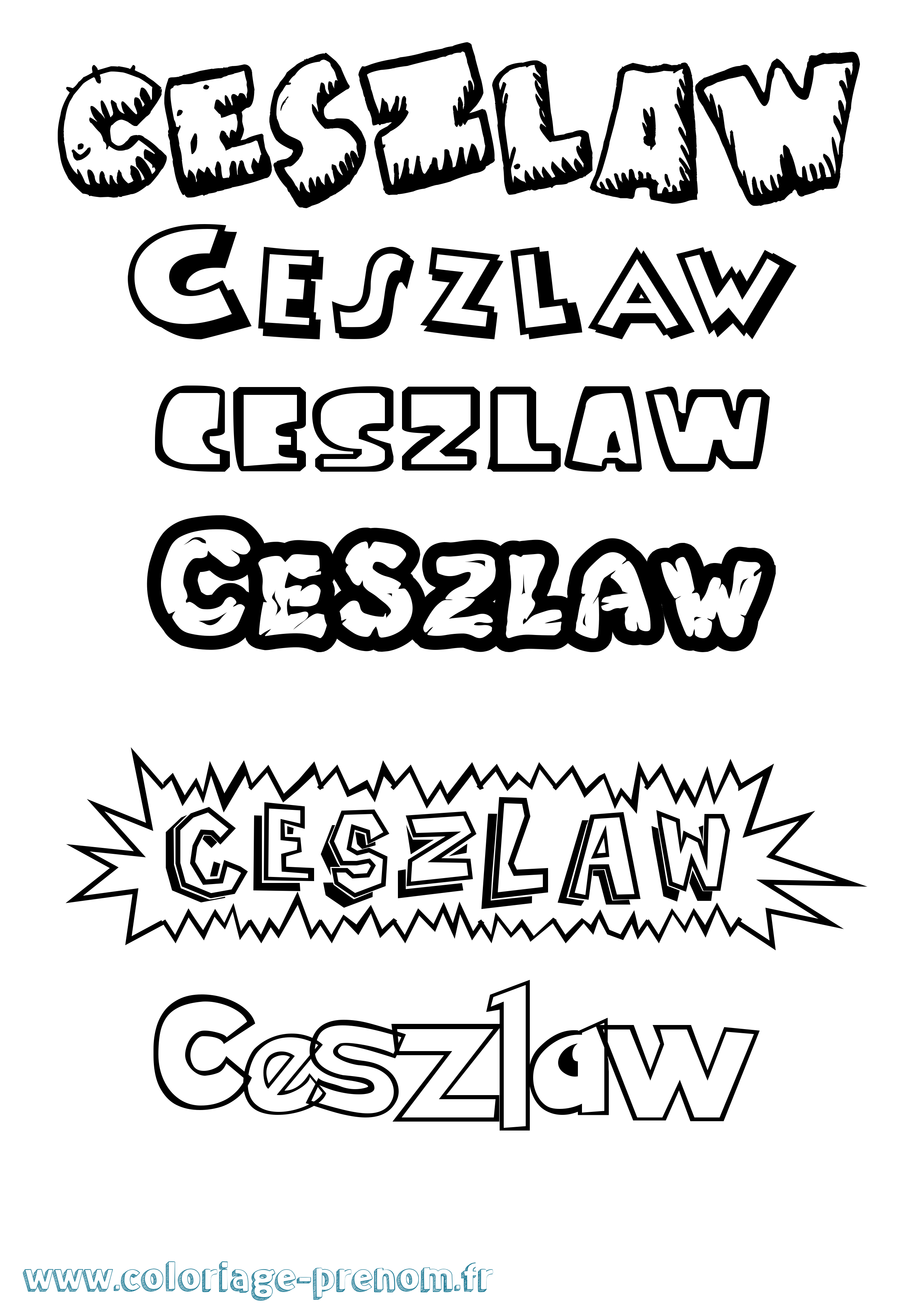 Coloriage Ceszlaw Dessin Animé Coloriage prénom Ceszlaw Dessin Animé