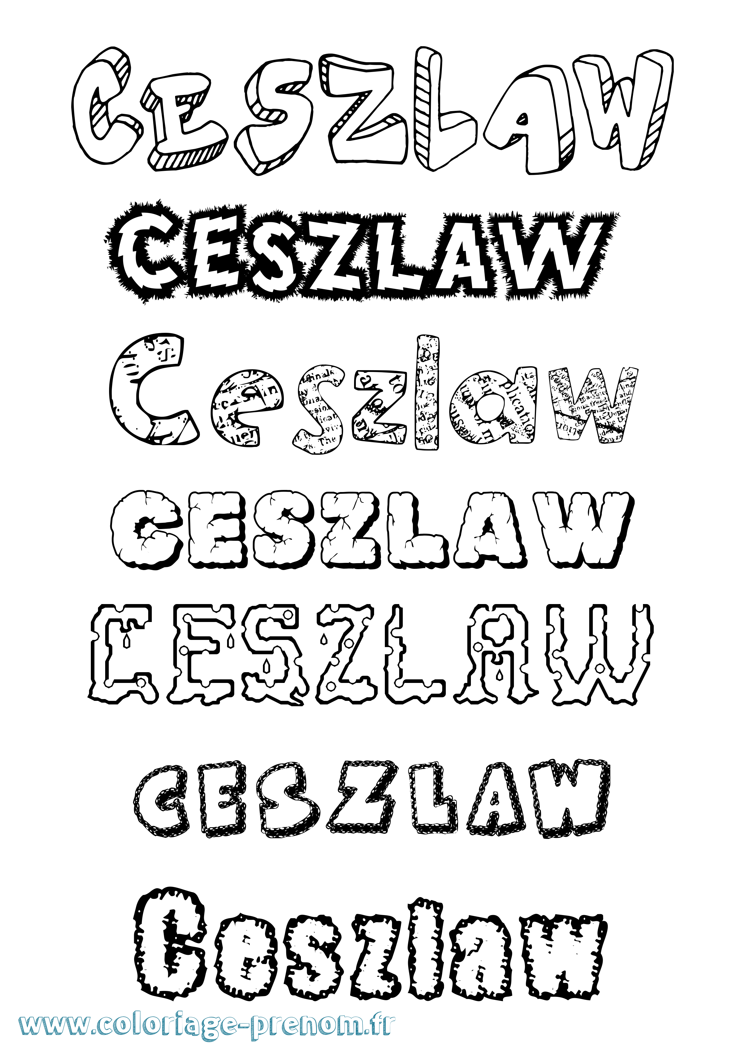Coloriage Ceszlaw Destructuré Coloriage prénom Ceszlaw Destructuré