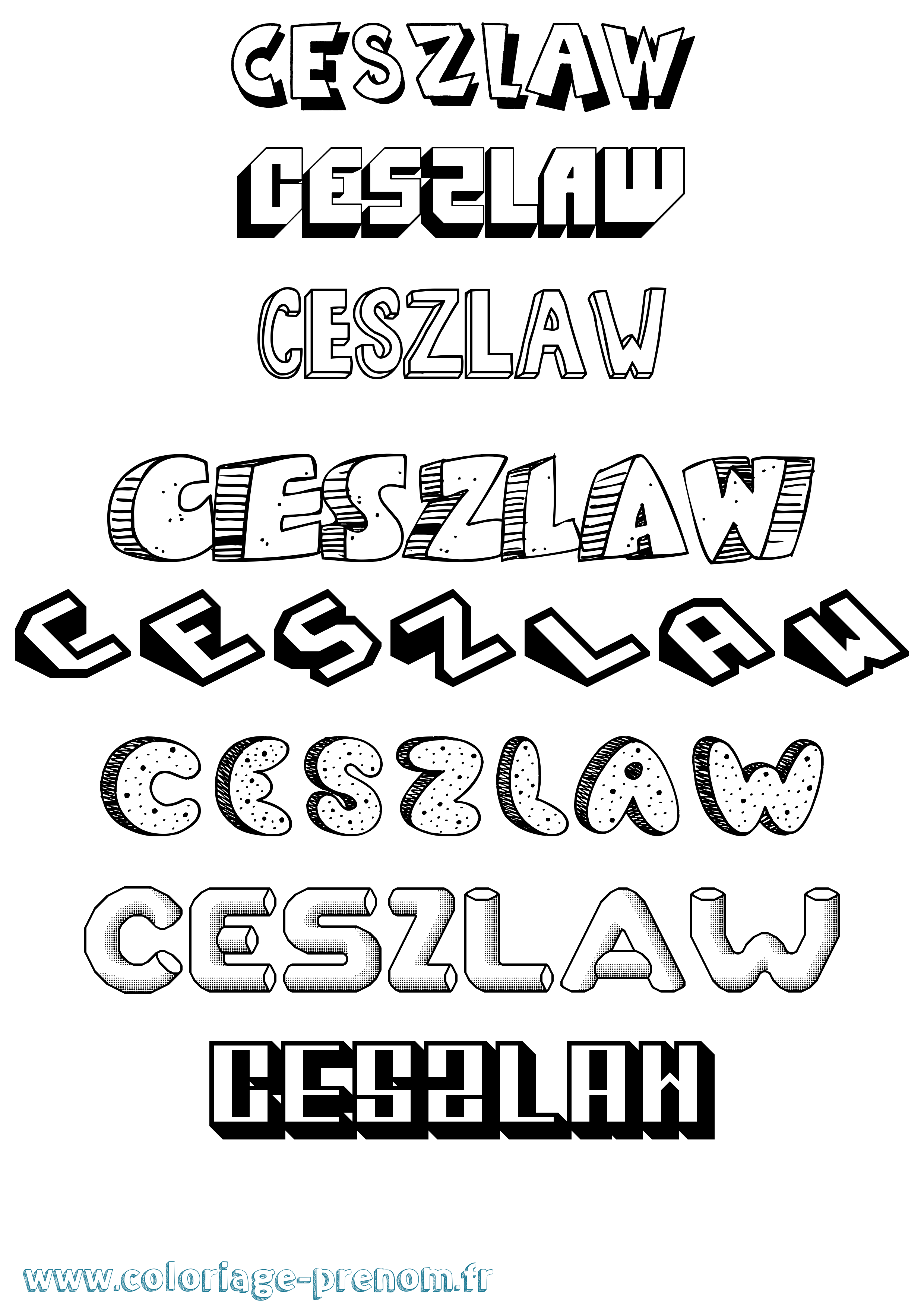 Coloriage Ceszlaw Effet 3D Coloriage prénom Ceszlaw Effet 3D