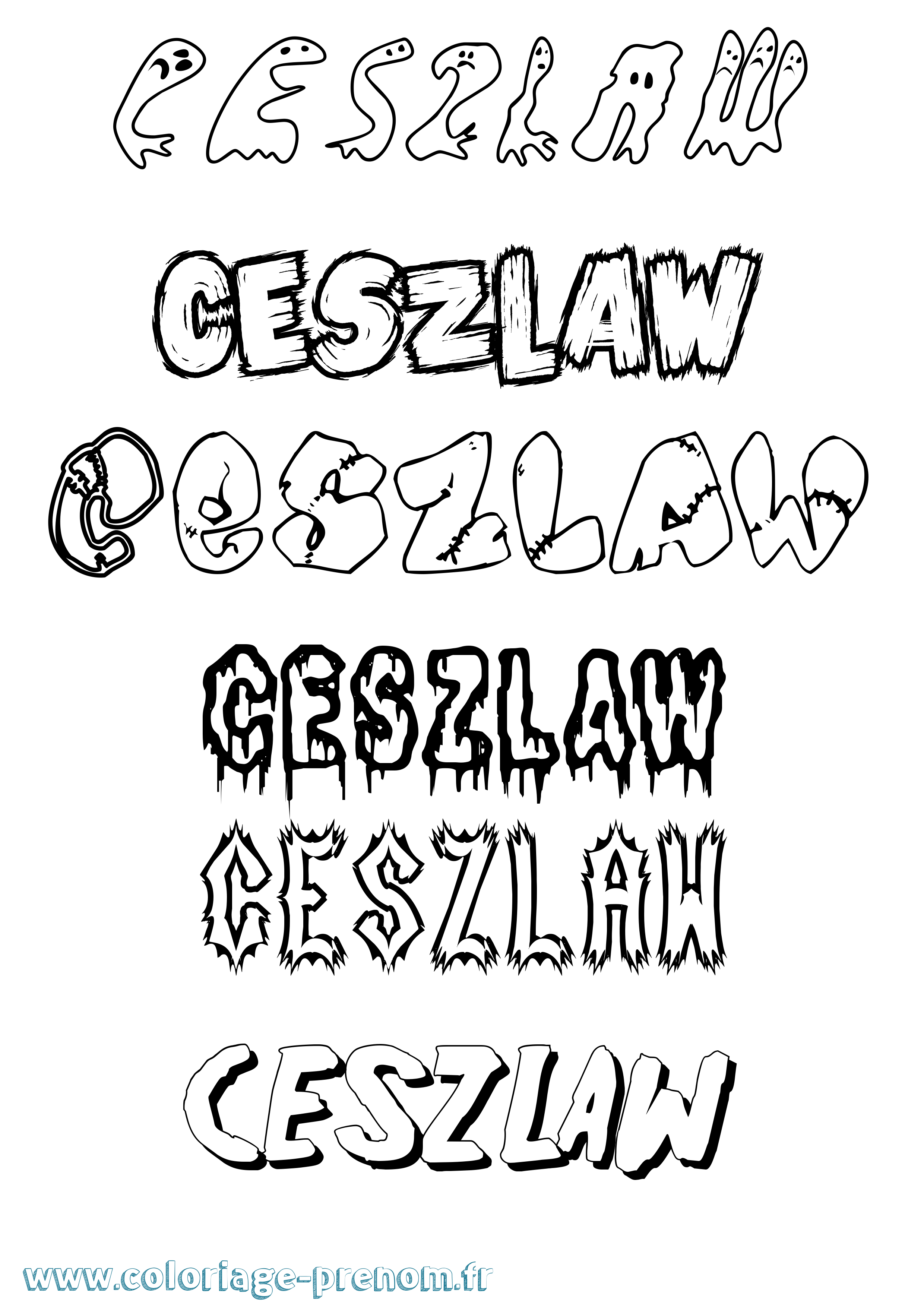 Coloriage Ceszlaw Frisson Coloriage prénom Ceszlaw Frisson