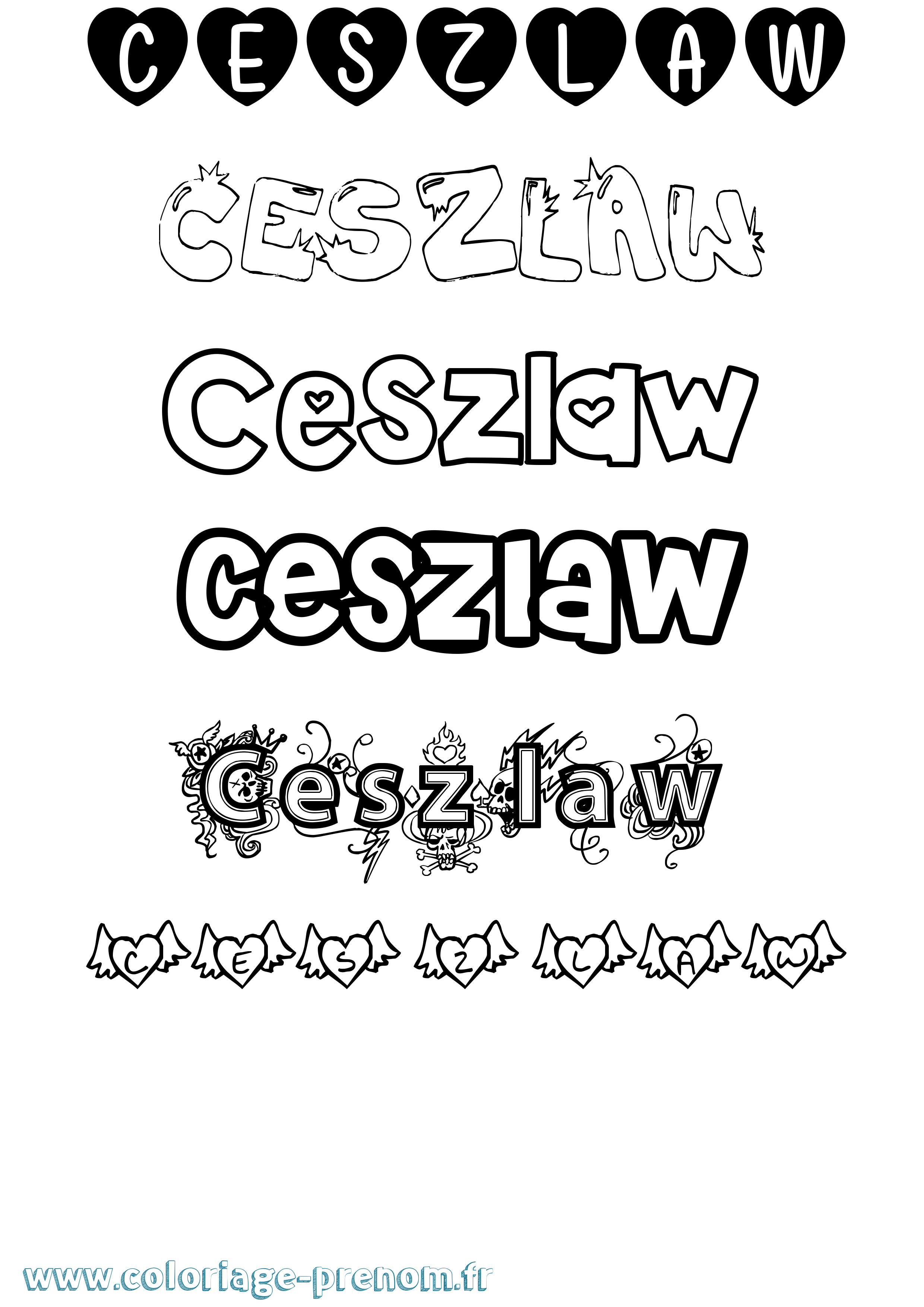 Coloriage Ceszlaw Girly Coloriage prénom Ceszlaw Girly