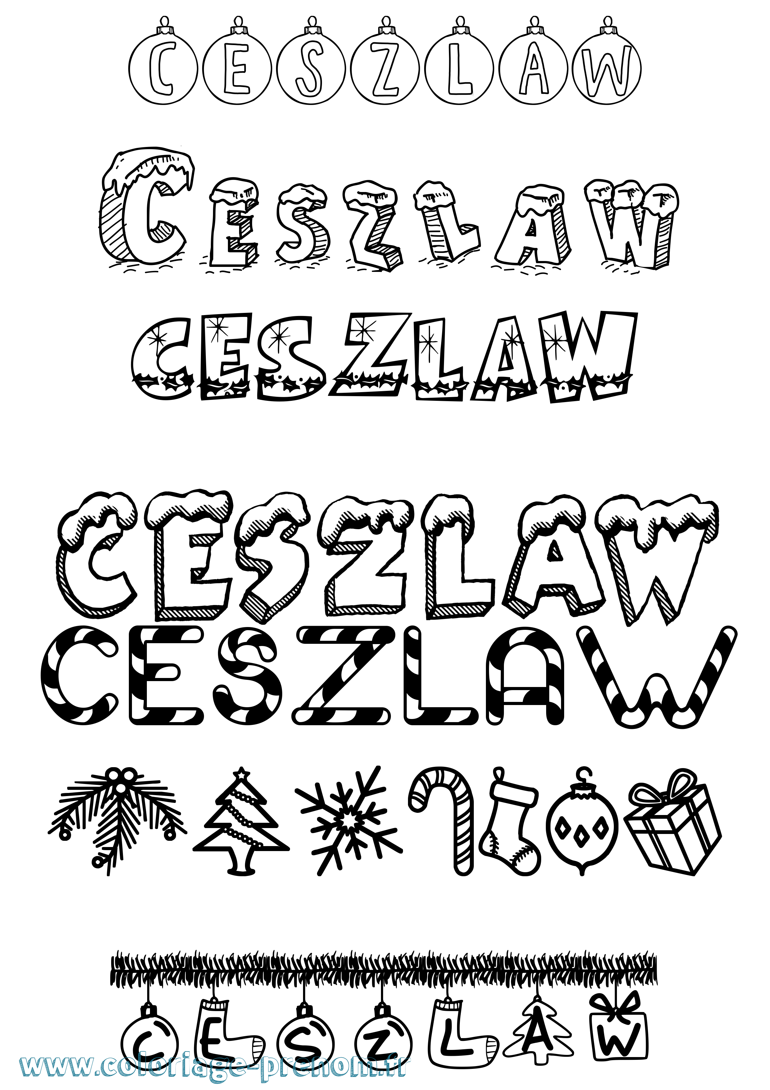 Coloriage Ceszlaw Noël Coloriage prénom Ceszlaw Noël