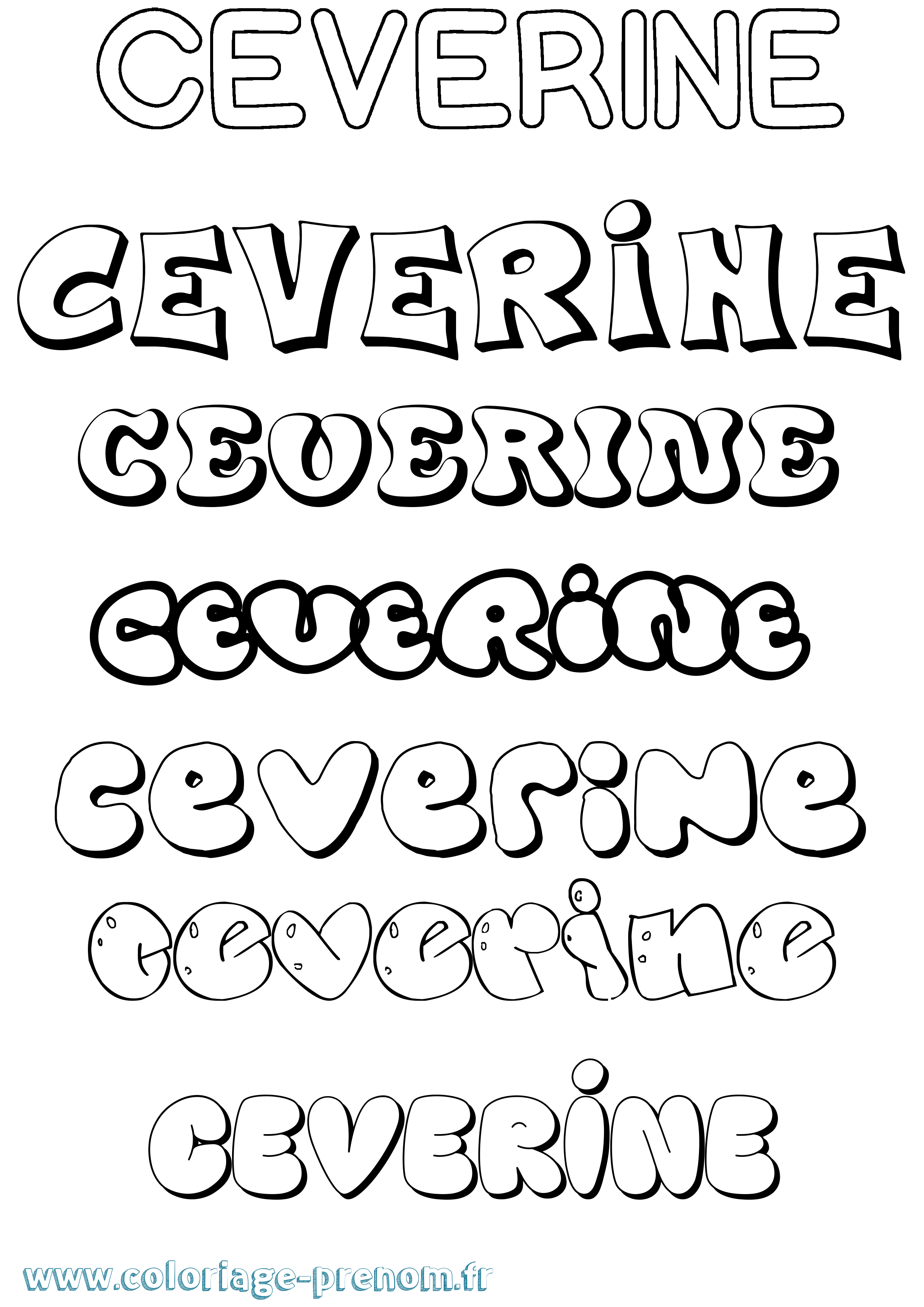 Coloriage Ceverine Bubble Coloriage prénom Ceverine Bubble