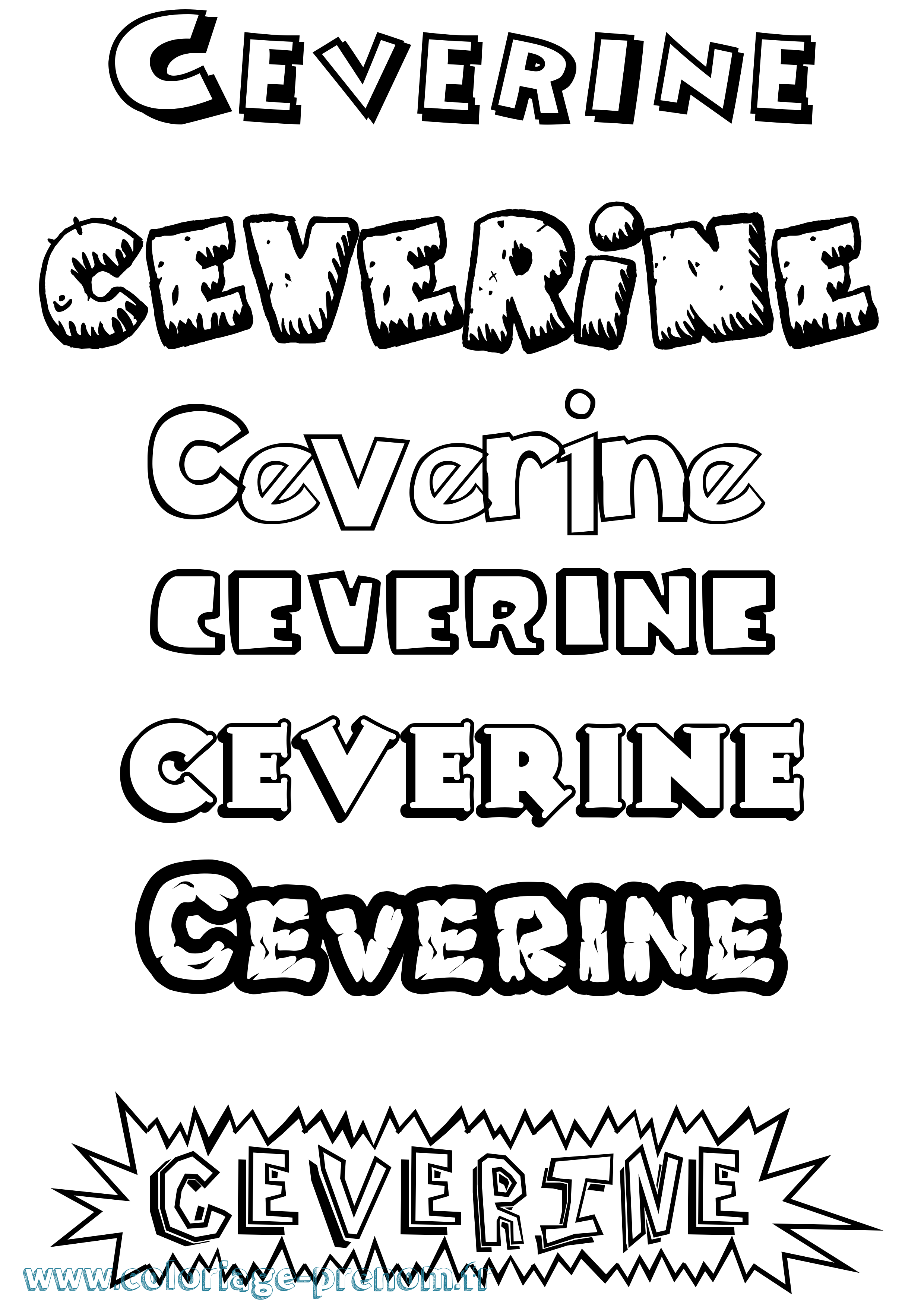 Coloriage Ceverine Dessin Animé Coloriage prénom Ceverine Dessin Animé