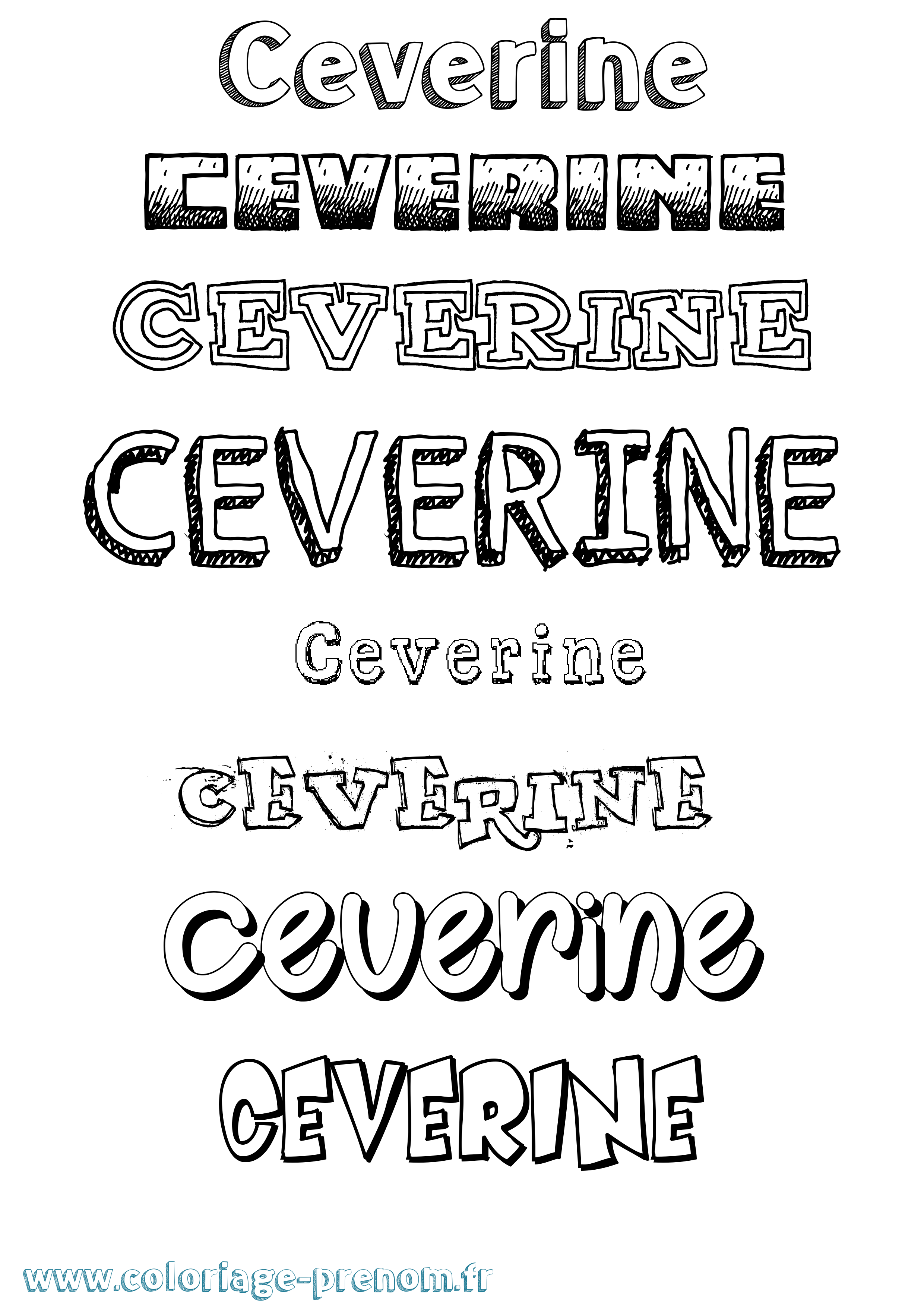 Coloriage Ceverine Dessiné Coloriage prénom Ceverine Dessiné