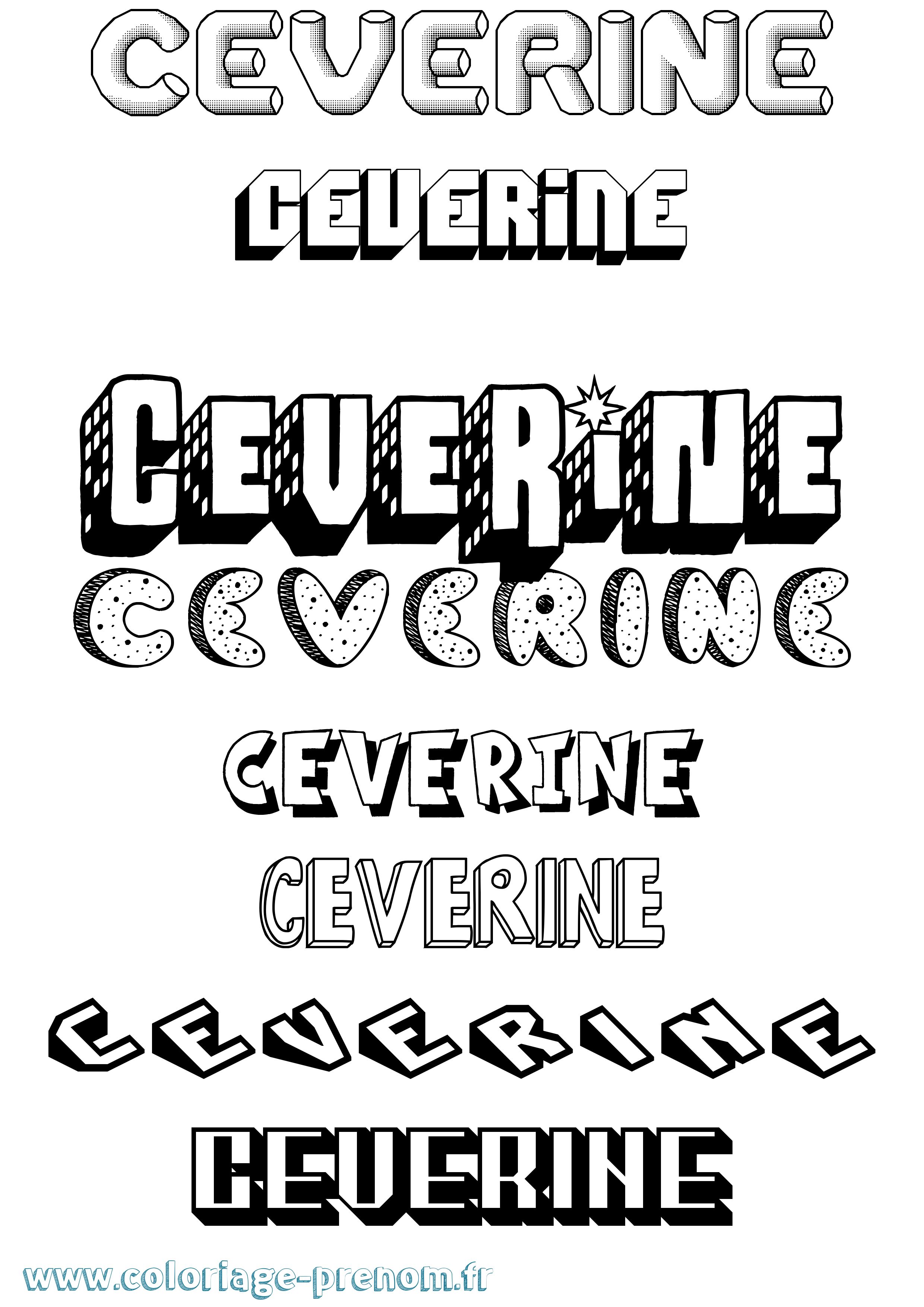 Coloriage Ceverine Effet 3D Coloriage prénom Ceverine Effet 3D