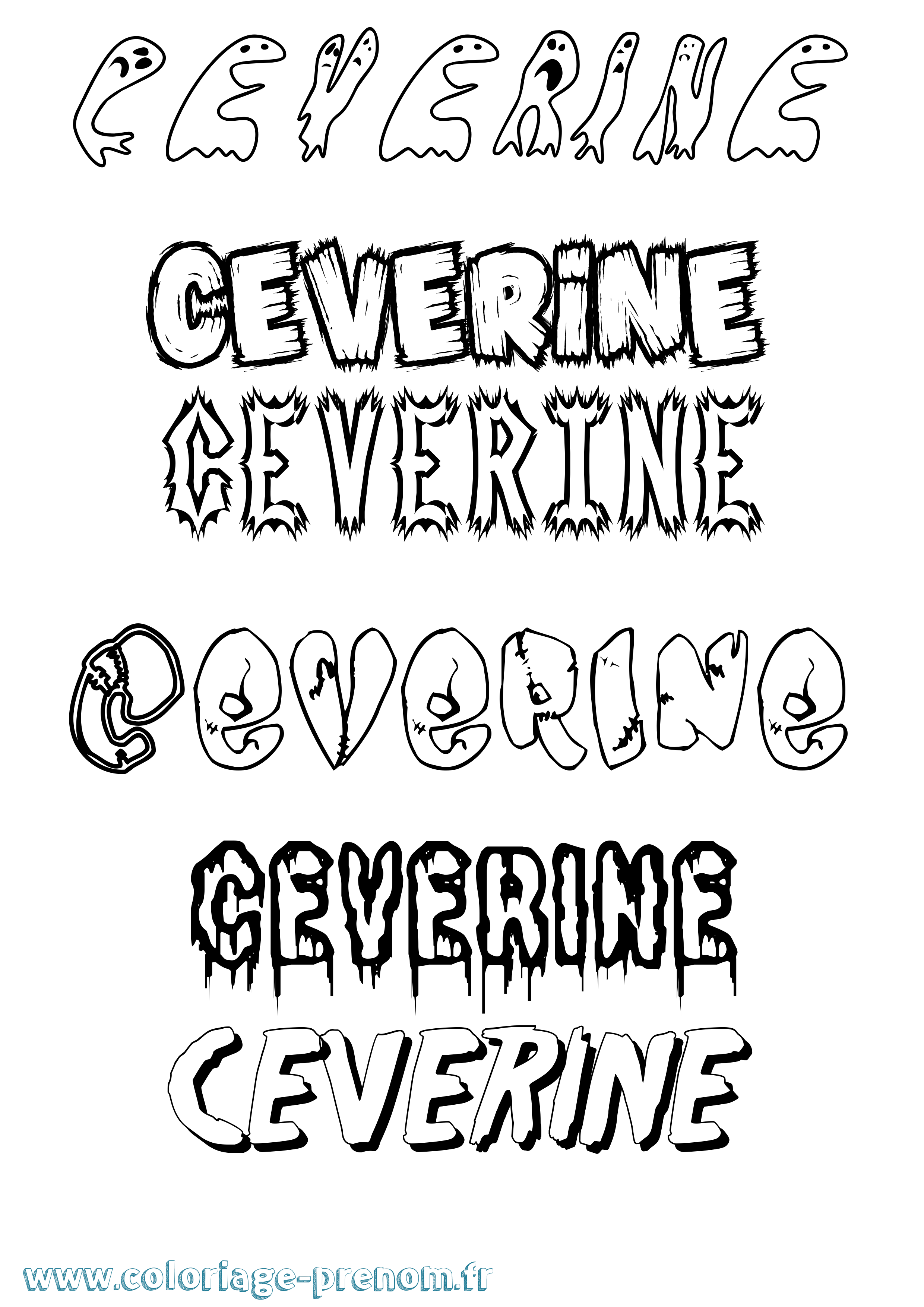 Coloriage Ceverine Frisson Coloriage prénom Ceverine Frisson