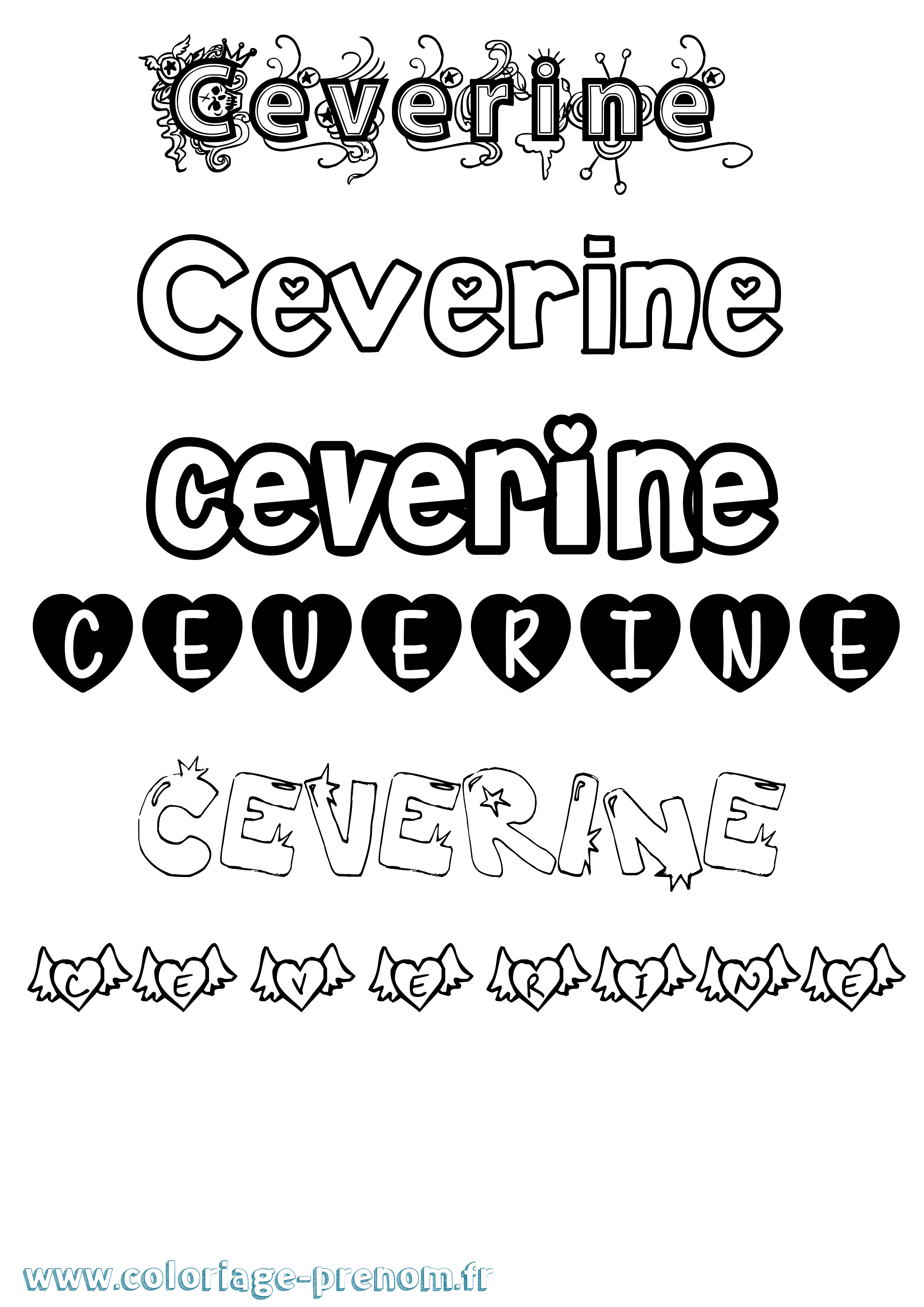 Coloriage Ceverine Girly Coloriage prénom Ceverine Girly