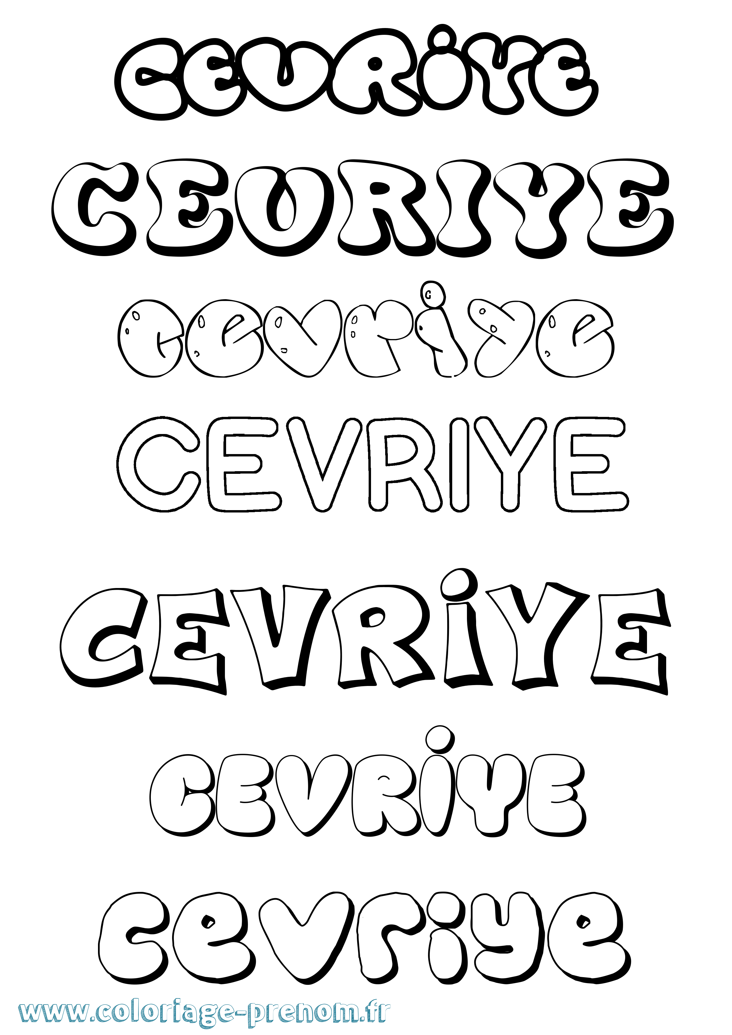 Coloriage Cevriye Bubble Coloriage prénom Cevriye Bubble