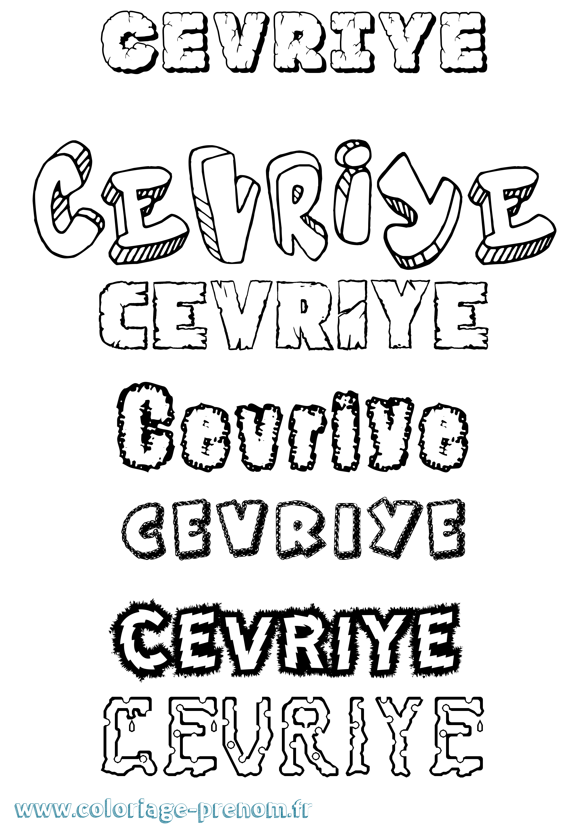 Coloriage Cevriye Destructuré Coloriage prénom Cevriye Destructuré