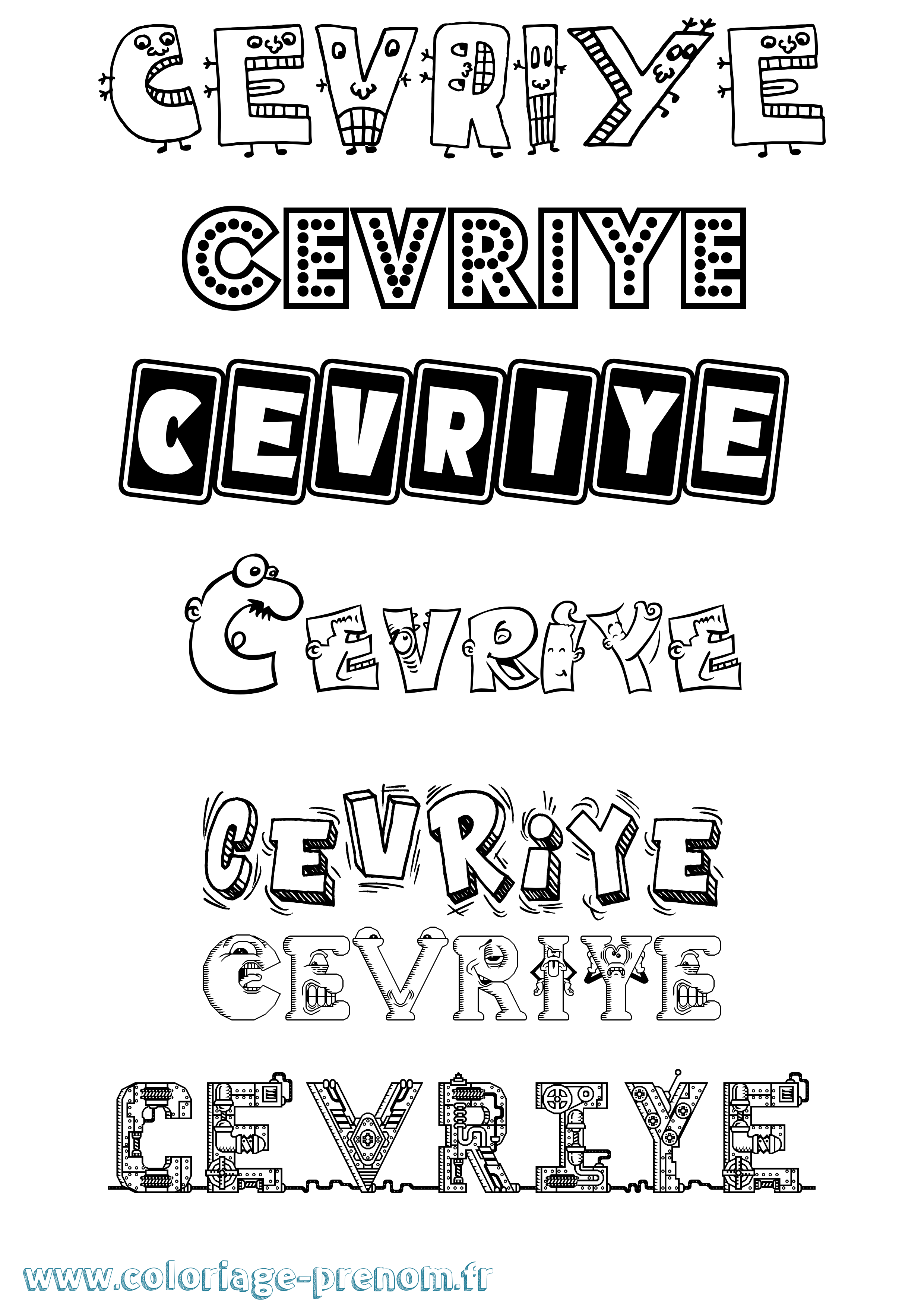 Coloriage Cevriye Fun Coloriage prénom Cevriye Fun