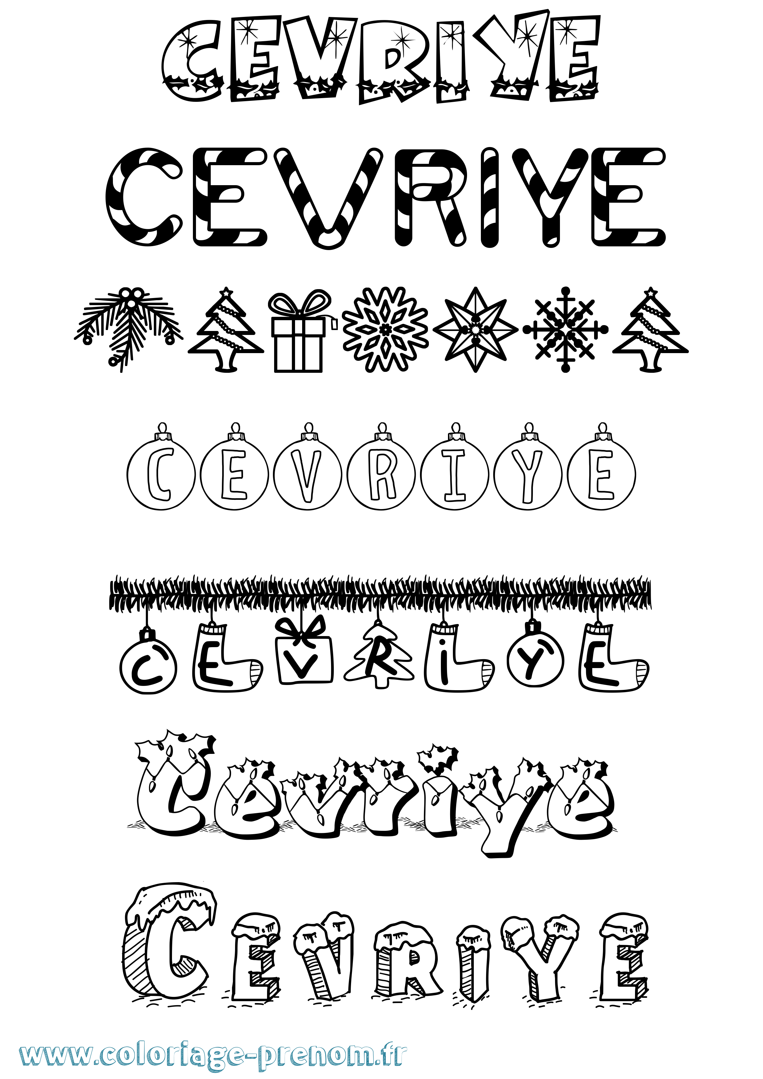 Coloriage Cevriye Noël Coloriage prénom Cevriye Noël
